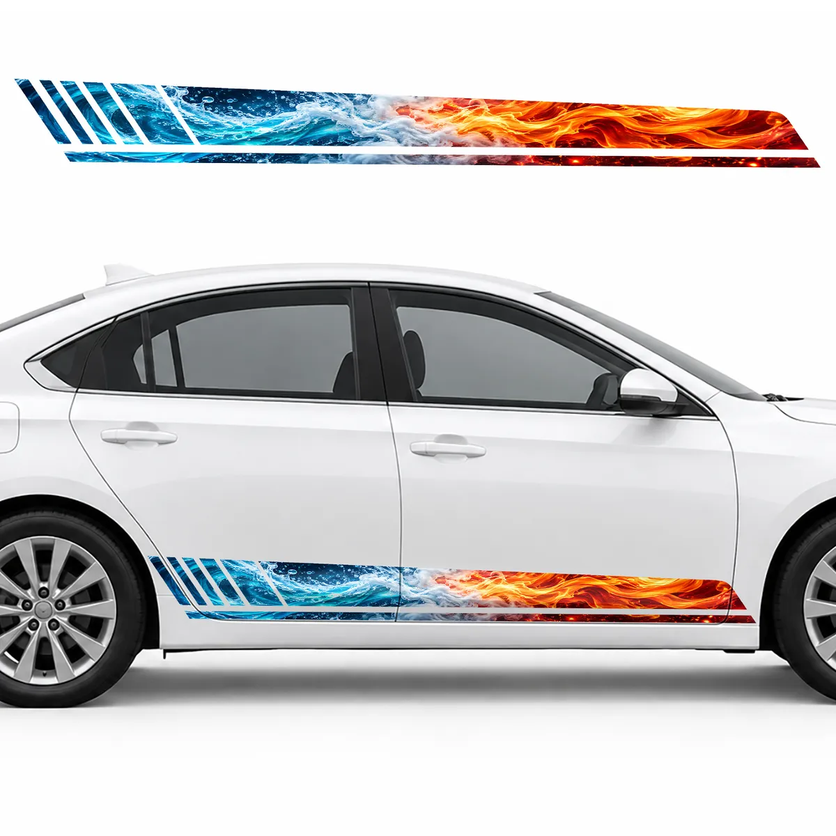 Fire Meets Water GT racing side door stripes decals, view 2 of 4