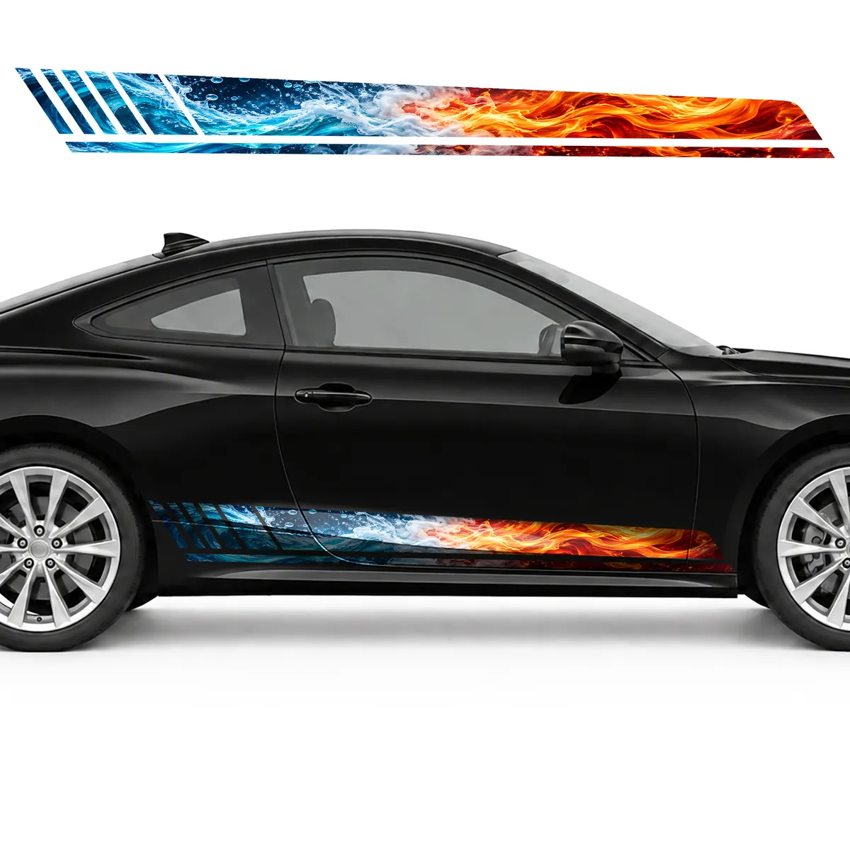 Fire Meets Water GT racing side door stripes decals, view 4 of 4