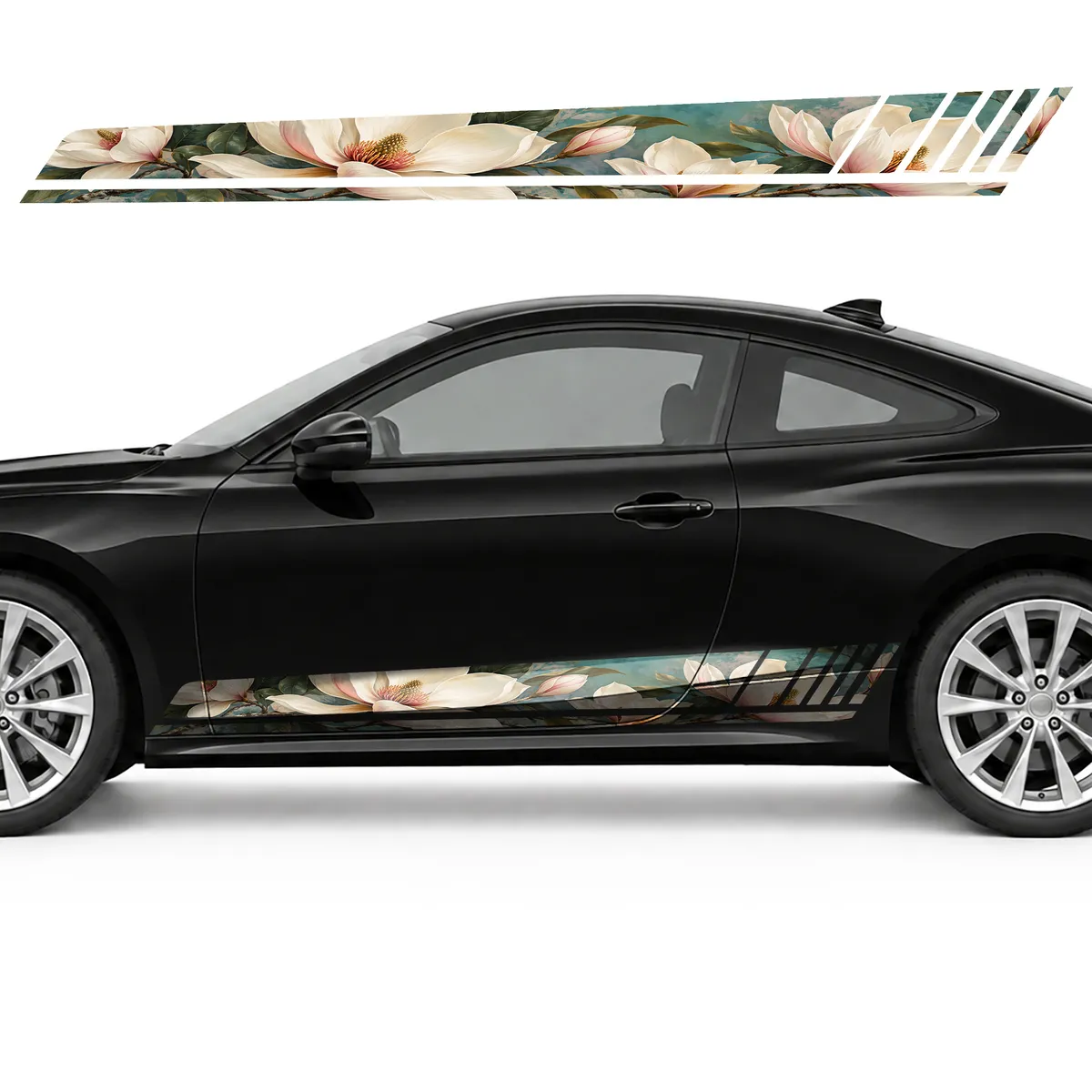 Blooming Magnolia on Turquoise GT racing side door stripes, view 3 of 4