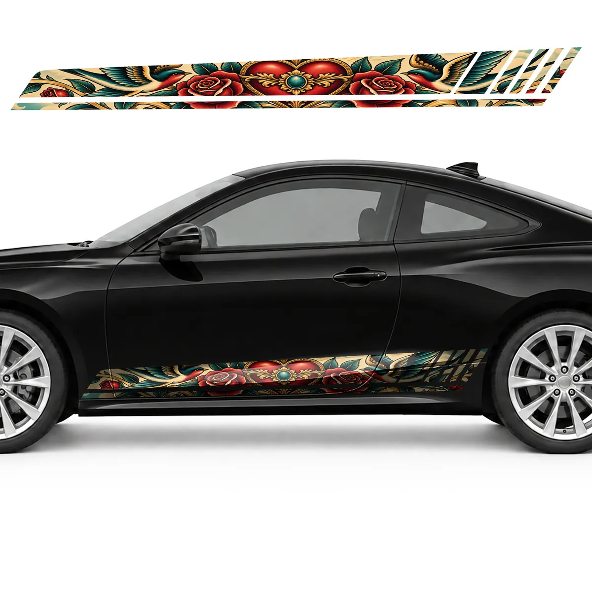 Classic Swallows, Heart and Roses GT racing side door, view 3 of 4