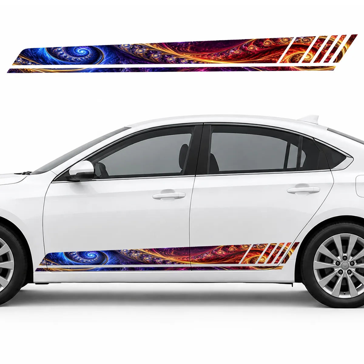 Cobalt Swirl in a Crimson and Gold Glow GT racing side door stripes decals stickers for Cars