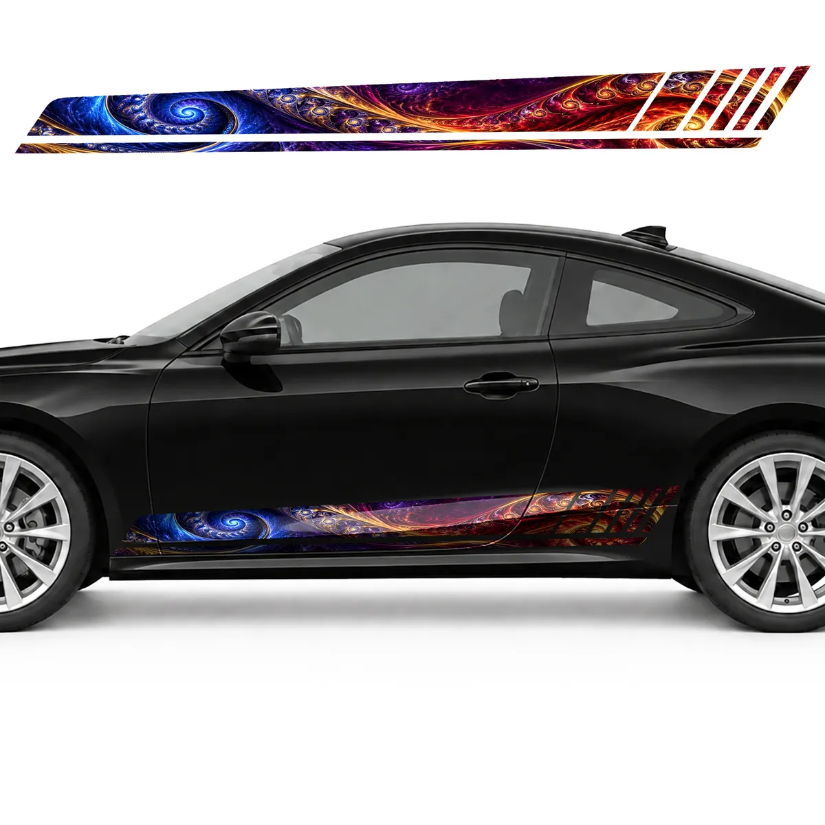 Cobalt Swirl in a Crimson and Gold Glow GT racing side door, view 3 of 4