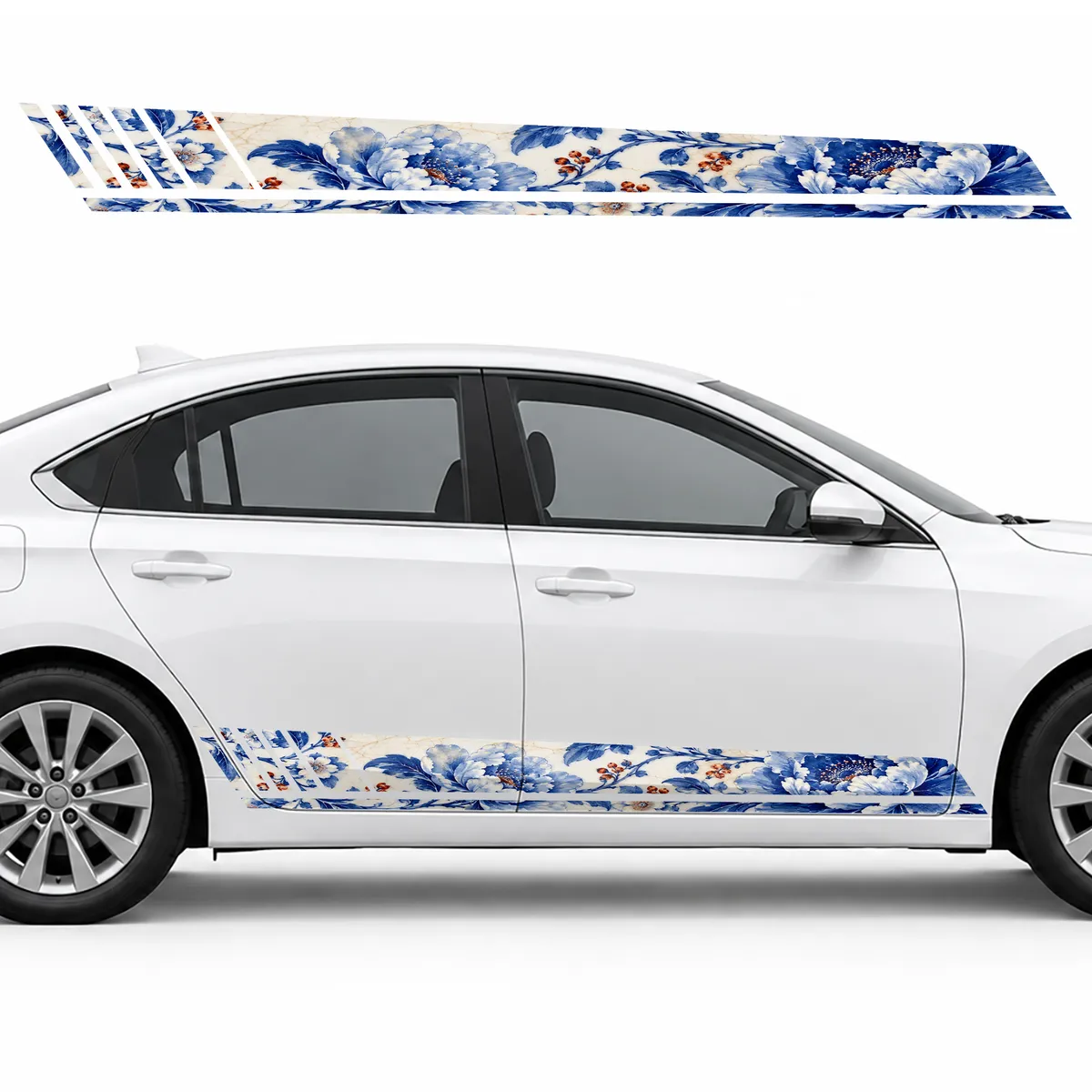 Cobalt Porcelain with a Botanical Pattern GT racing side, view 2 of 4