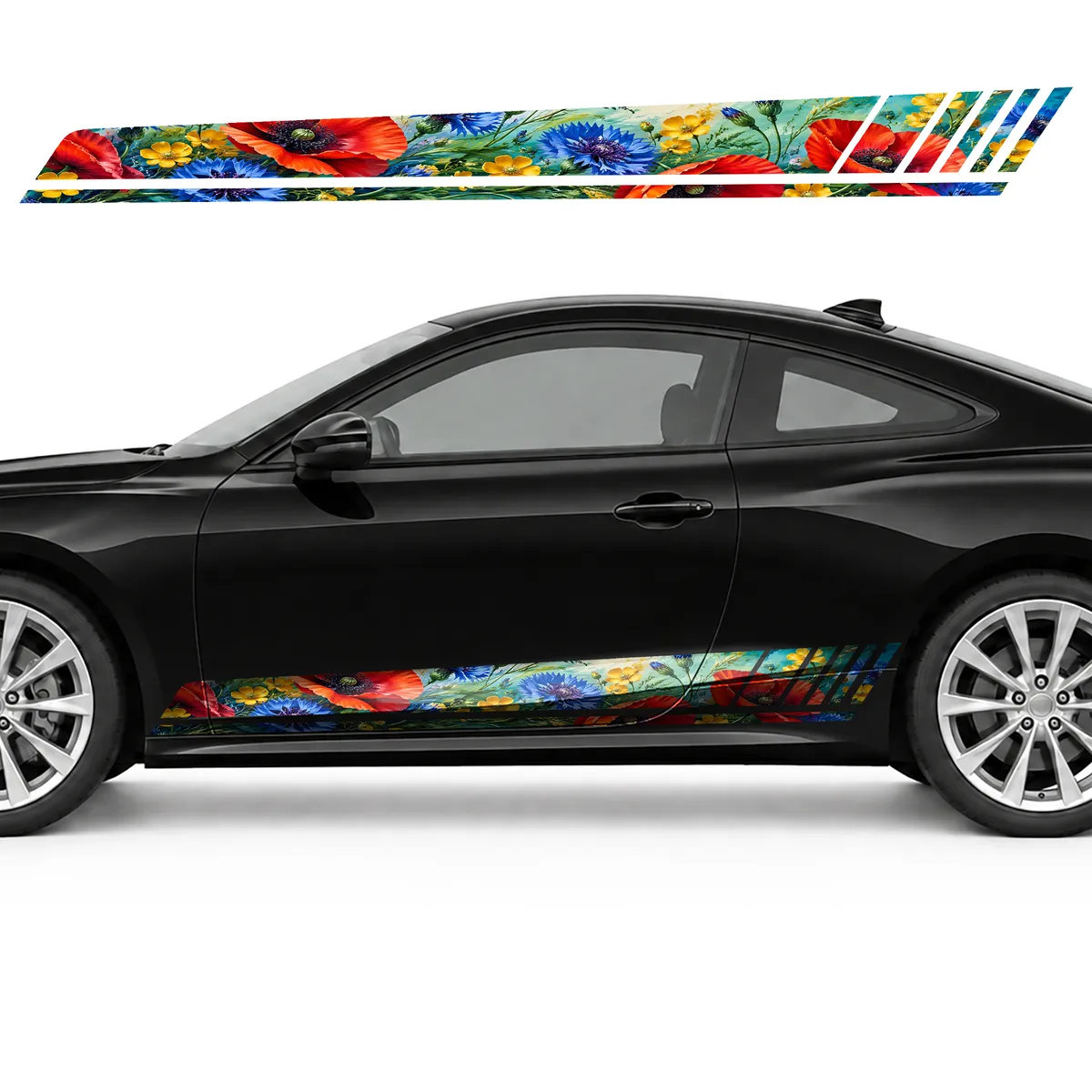 Cobalt Cornflowers and Crimson Poppies GT racing side door, view 3 of 4