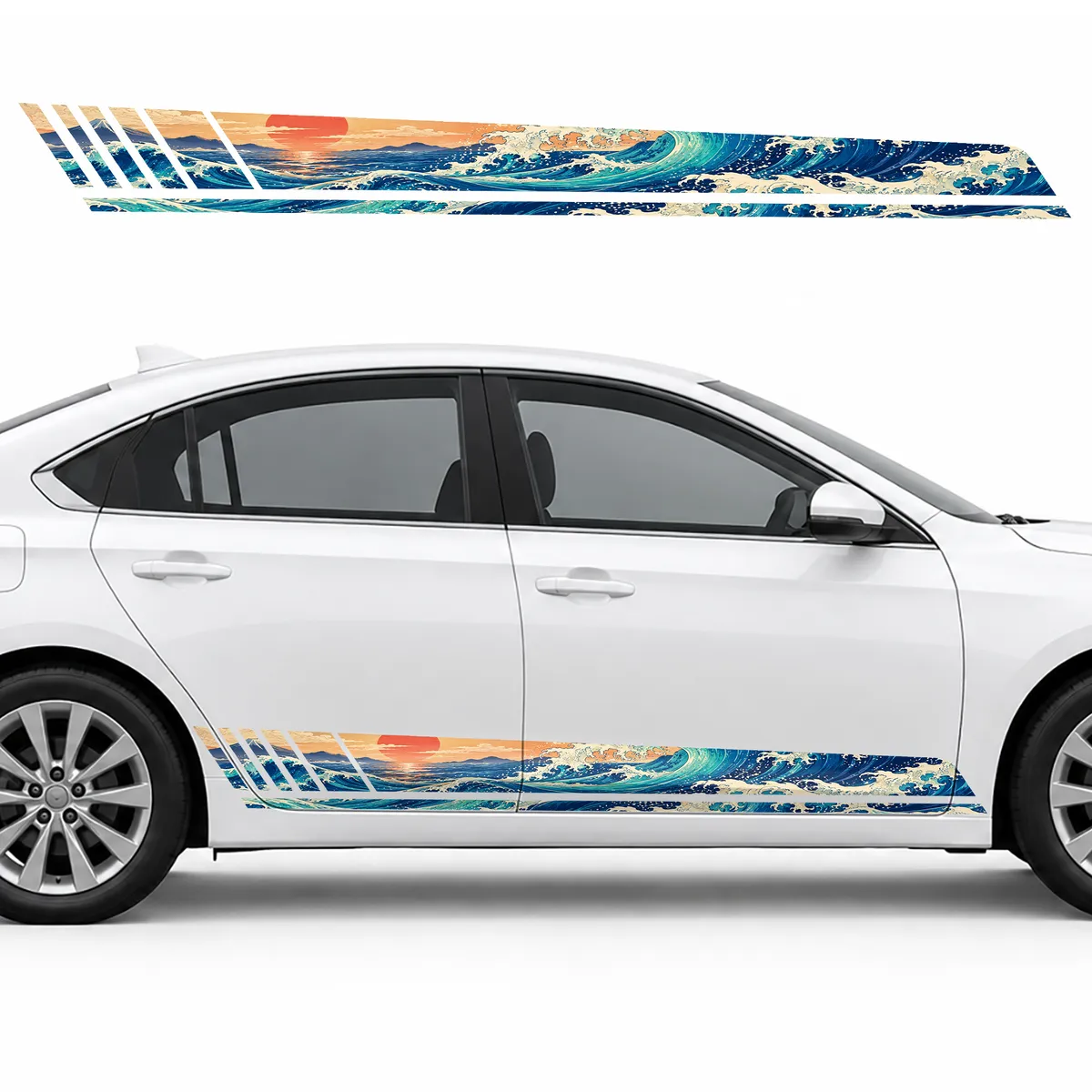 Cobalt Waves under a Coral Sun GT racing side door stripes, view 2 of 4