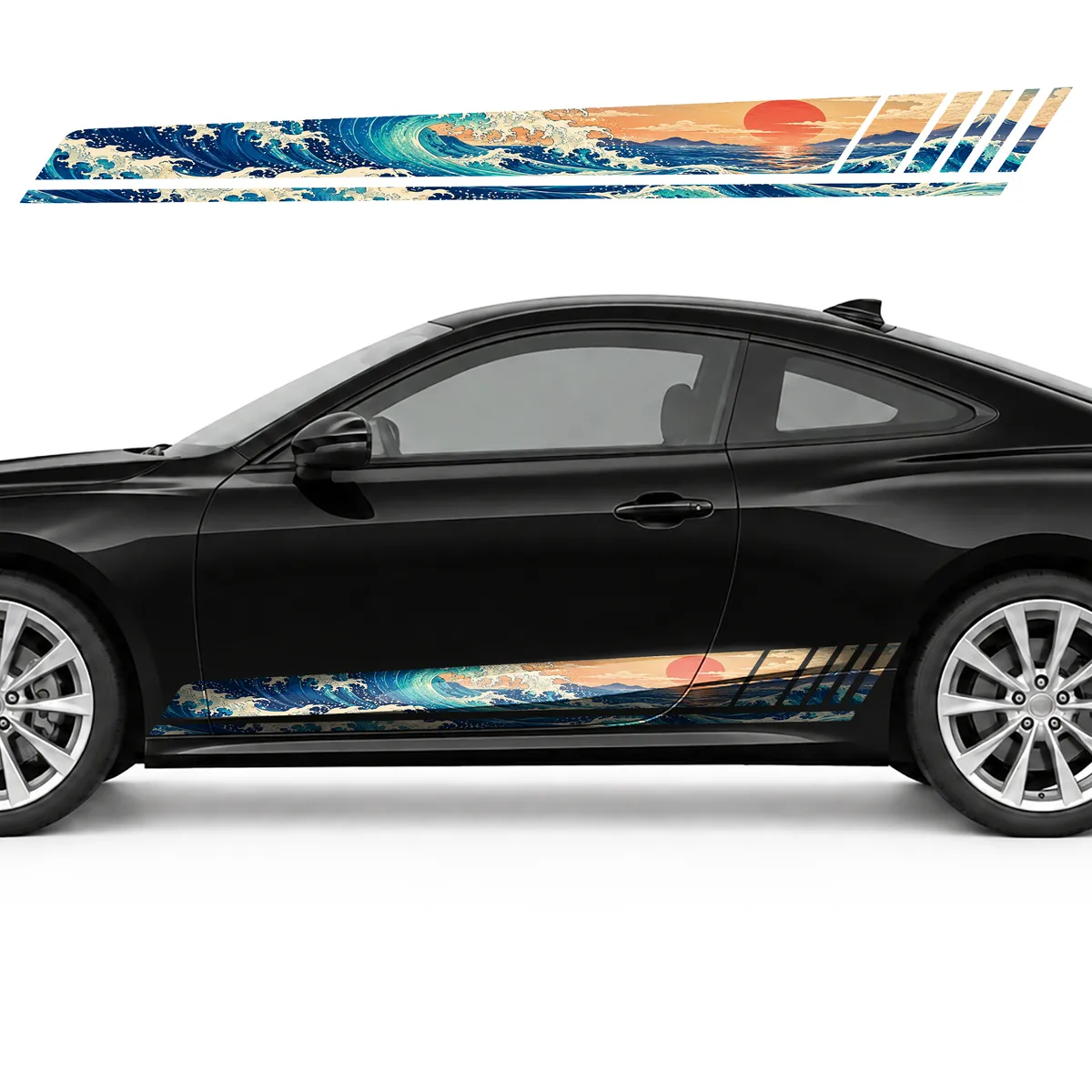 Cobalt Waves under a Coral Sun GT racing side door stripes, view 3 of 4