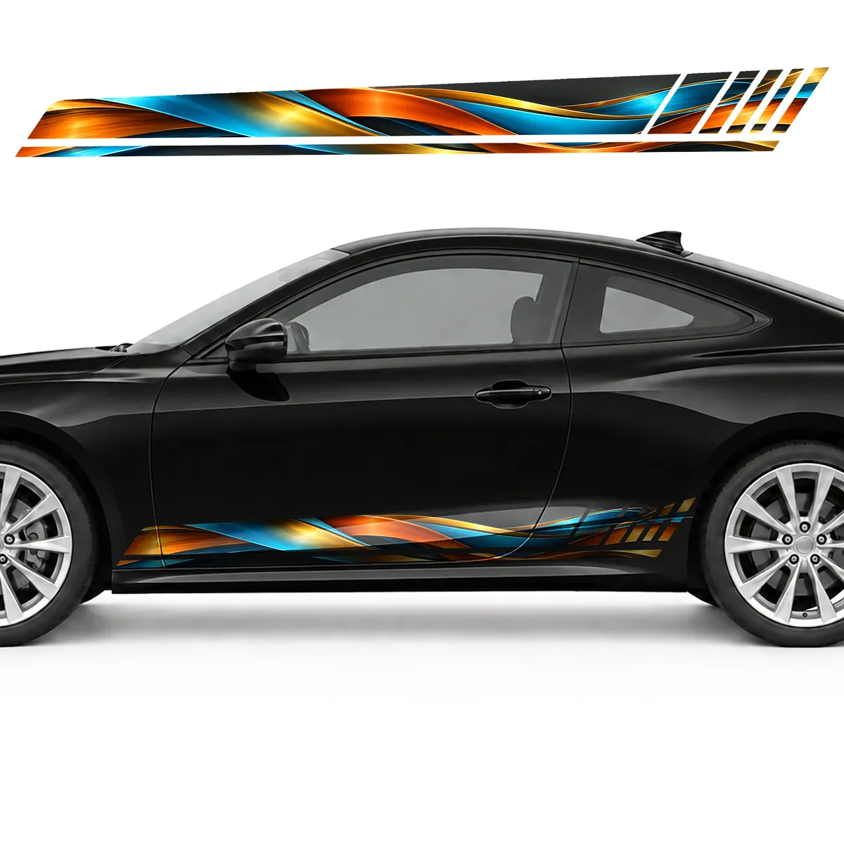 Colored Ribbons on Graphite GT racing side door stripes, view 3 of 4