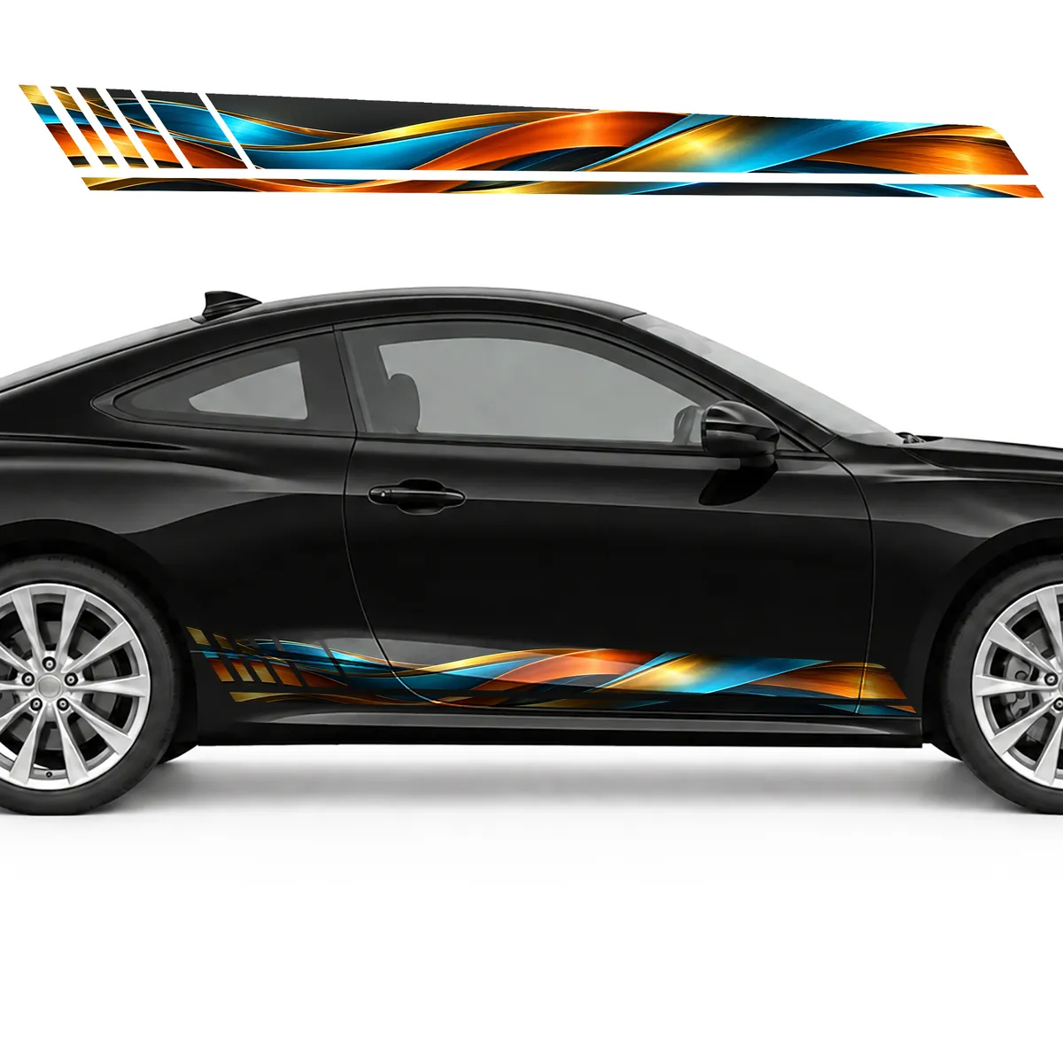 Colored Ribbons on Graphite GT racing side door stripes, view 4 of 4