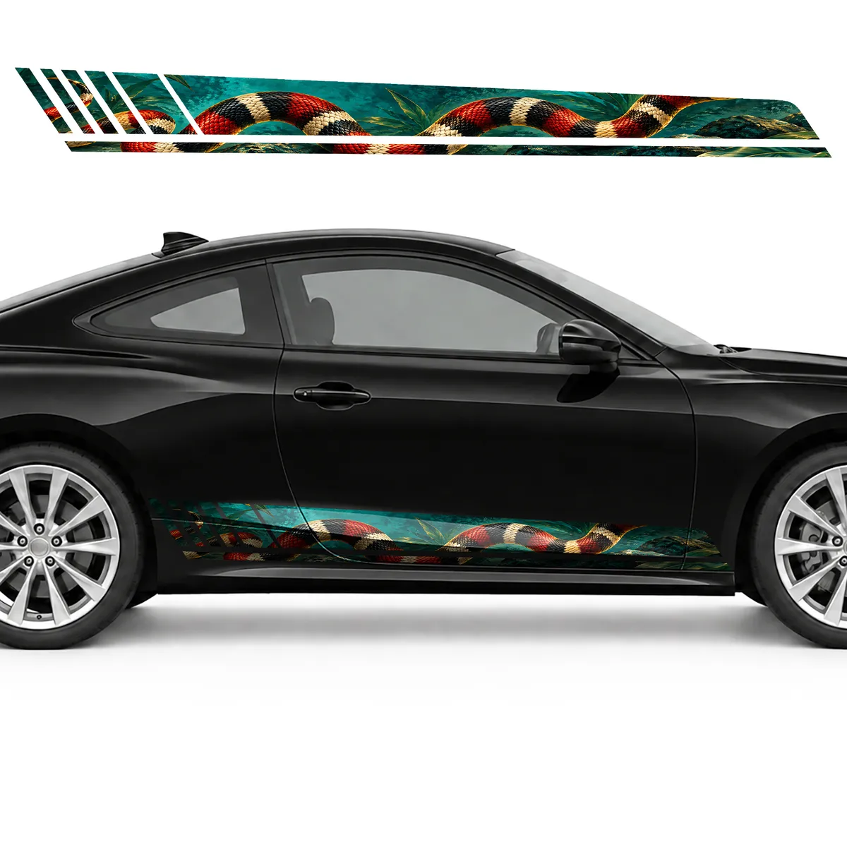 Coral Snake on a Turquoise Wave GT racing side door stripes, view 4 of 4