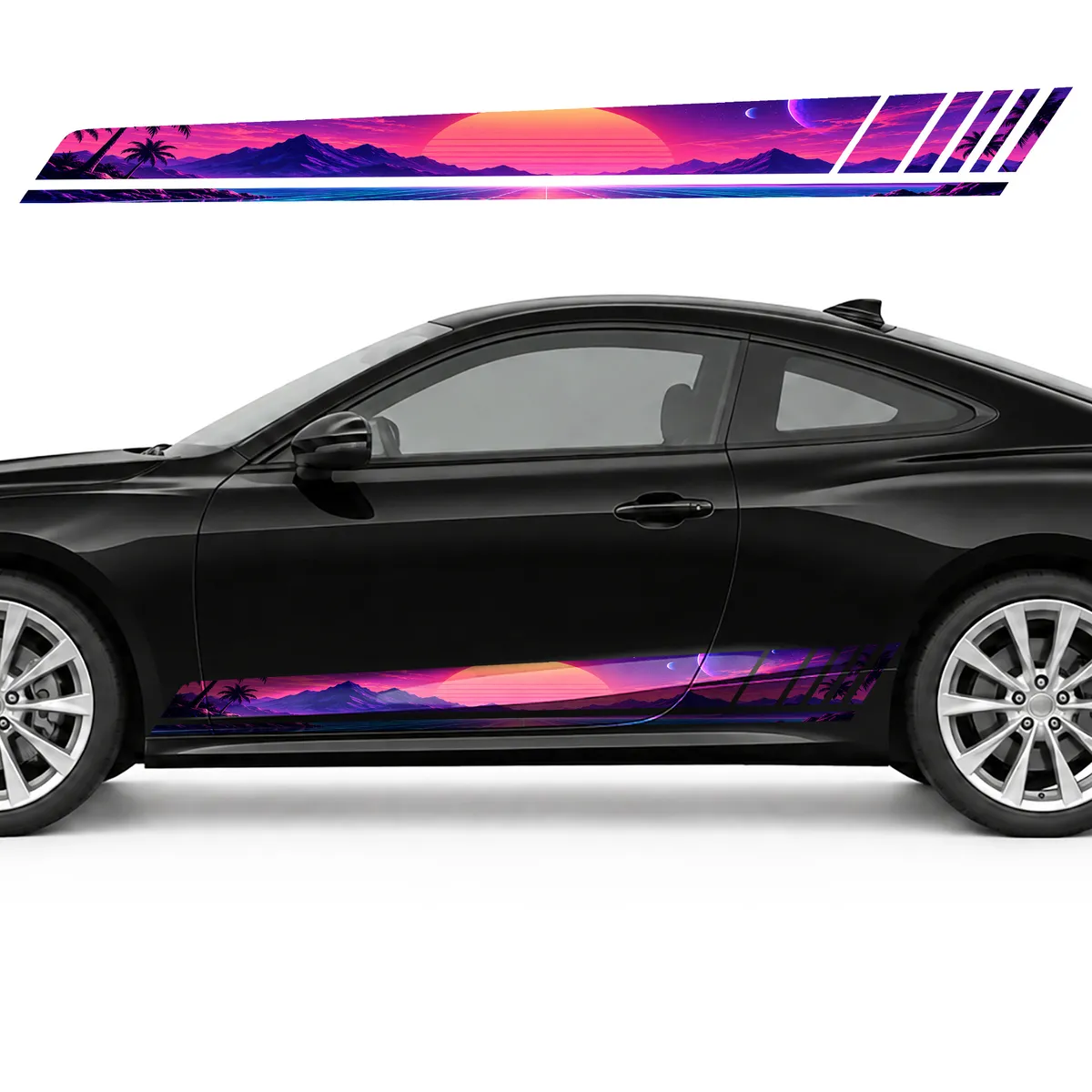 Coral Sunset over a Neon Grid GT racing side door stripes, view 3 of 4