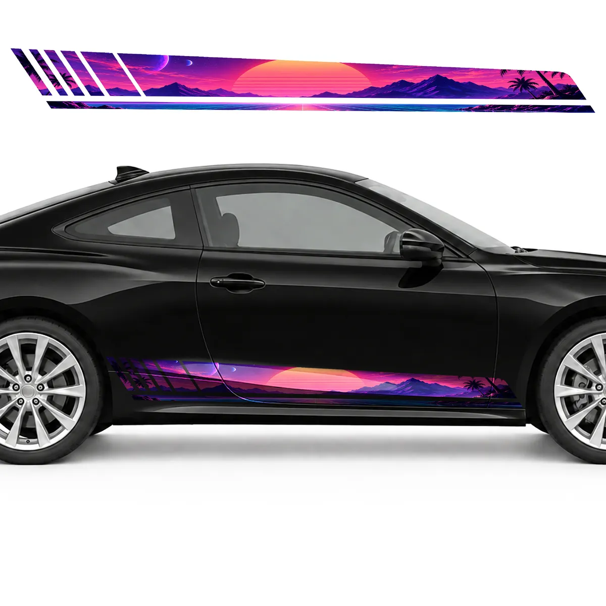 Coral Sunset over a Neon Grid GT racing side door stripes, view 4 of 4