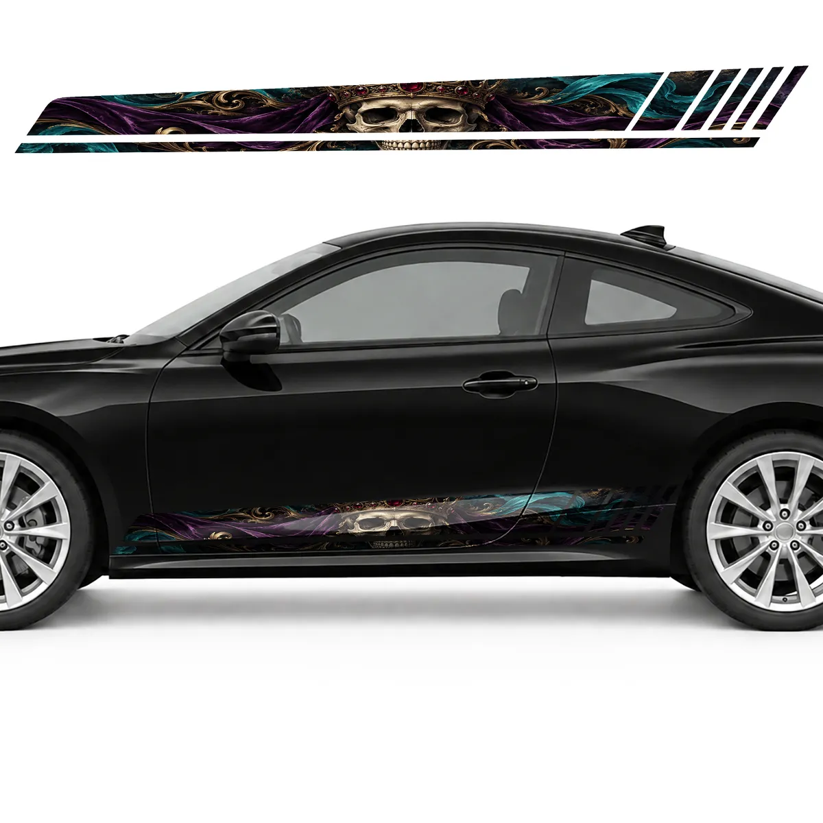 Crowned Skull in Violet and Turquoise Ribbons GT racing, view 3 of 4