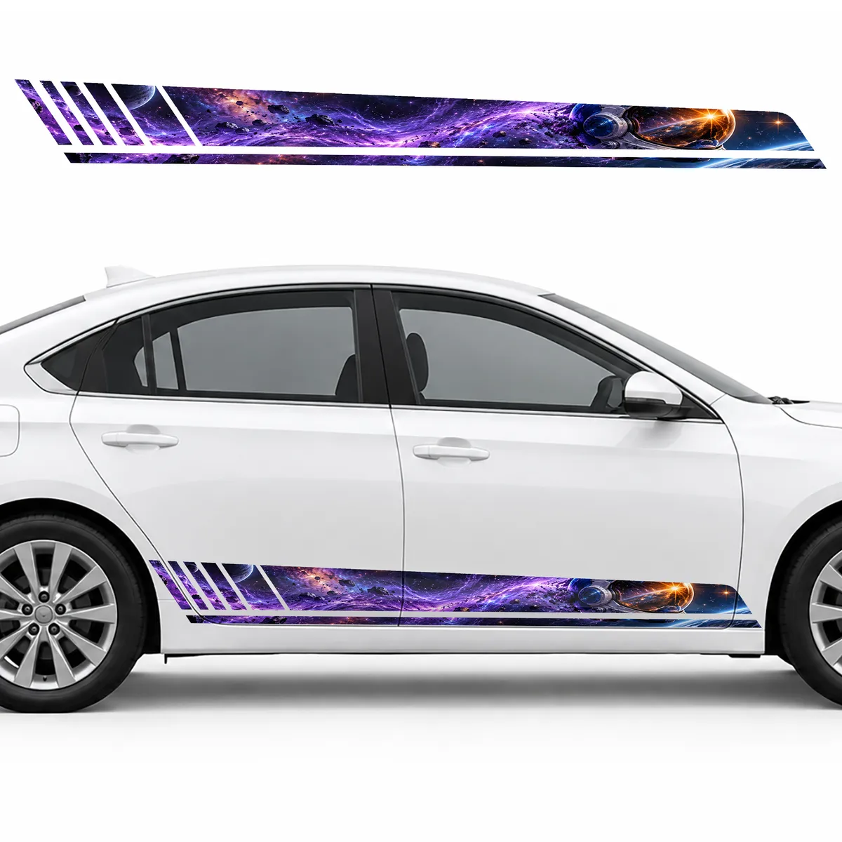 Space Helmet in a Purple Trail GT racing side door stripes, view 2 of 4