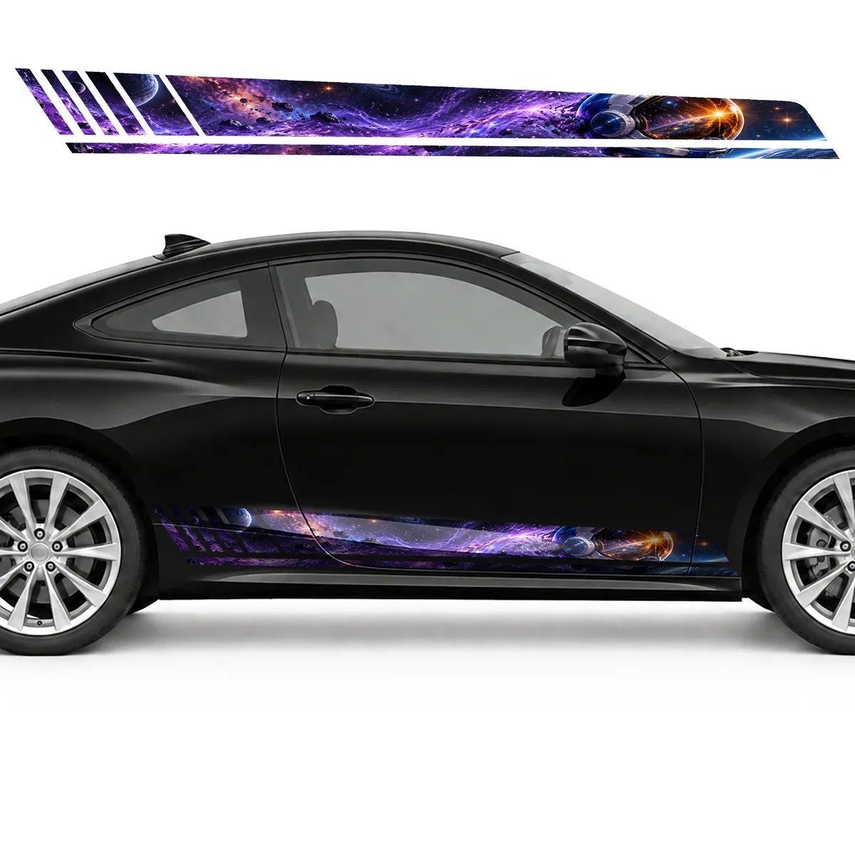 Space Helmet in a Purple Trail GT racing side door stripes, view 4 of 4