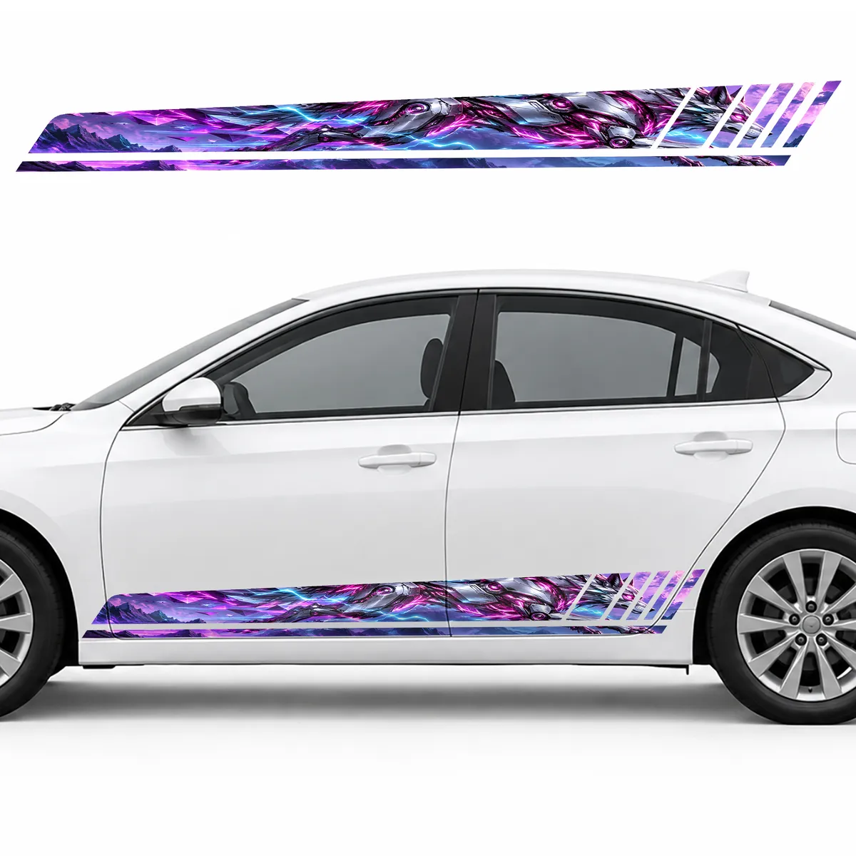Cyber Wolf in Neon Geometric Trails GT racing side door stripes decals stickers for Cars