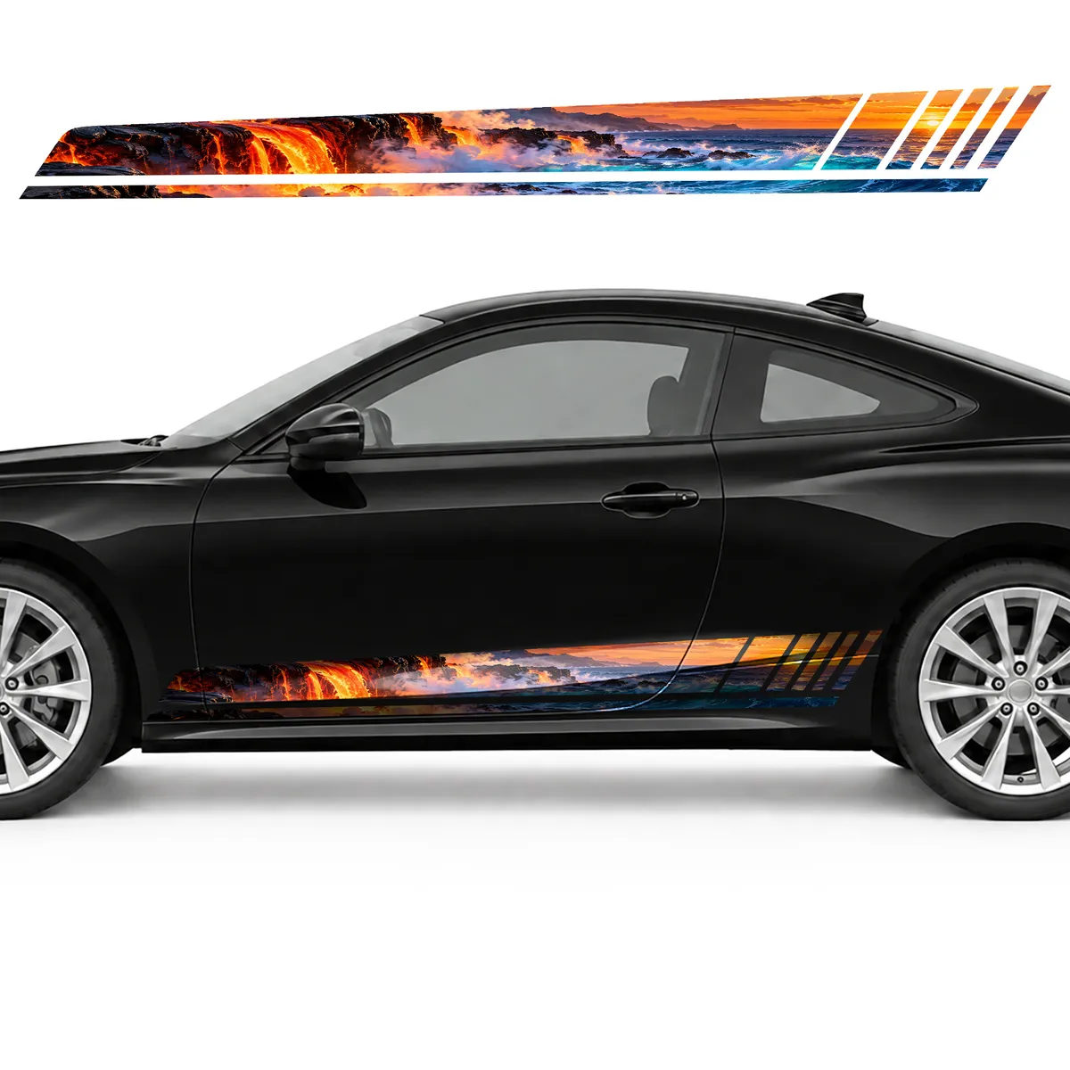Lava, Basalt and Cobalt Ocean GT racing side door stripes, view 3 of 4