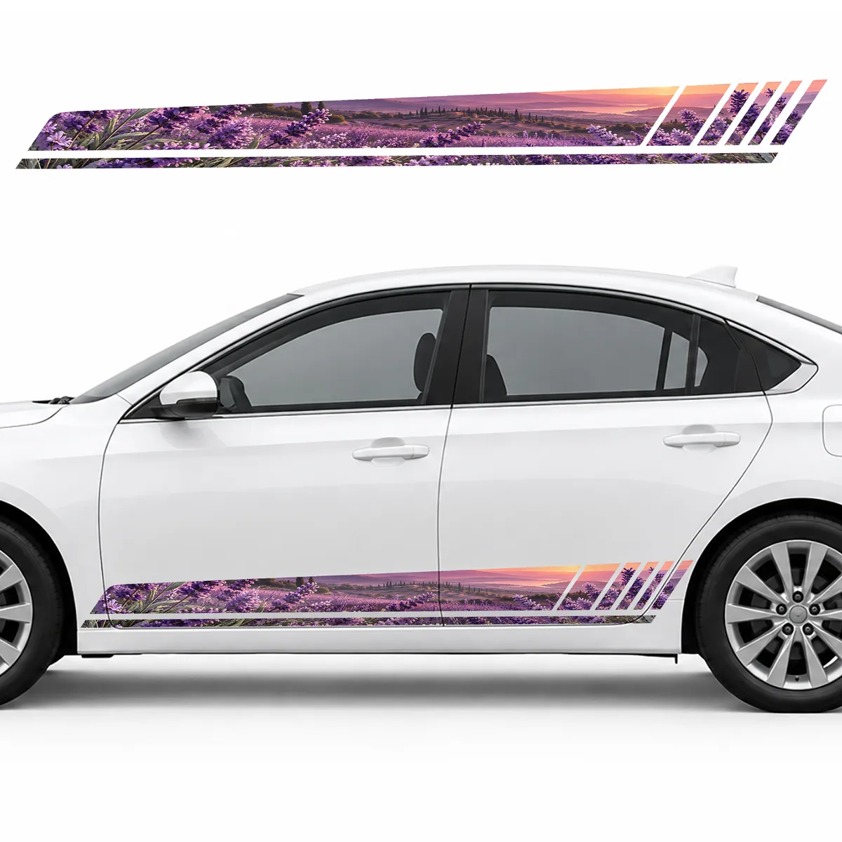 Lavender Horizon in Violet Shadows GT racing side door stripes decals stickers for Cars