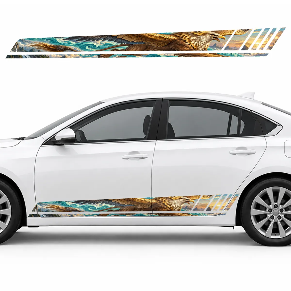 Flying Griffin in Turquoise Clouds GT racing side door stripes decals stickers for Cars