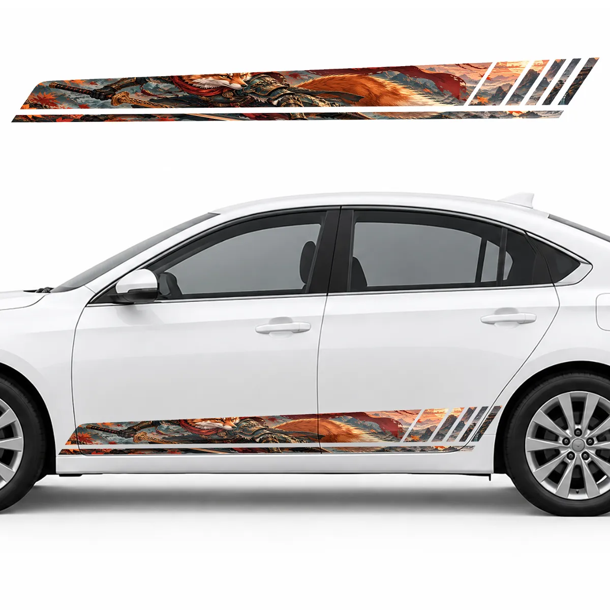 Fox Warrior among Amber Leaves GT racing side door stripes decals stickers for Cars