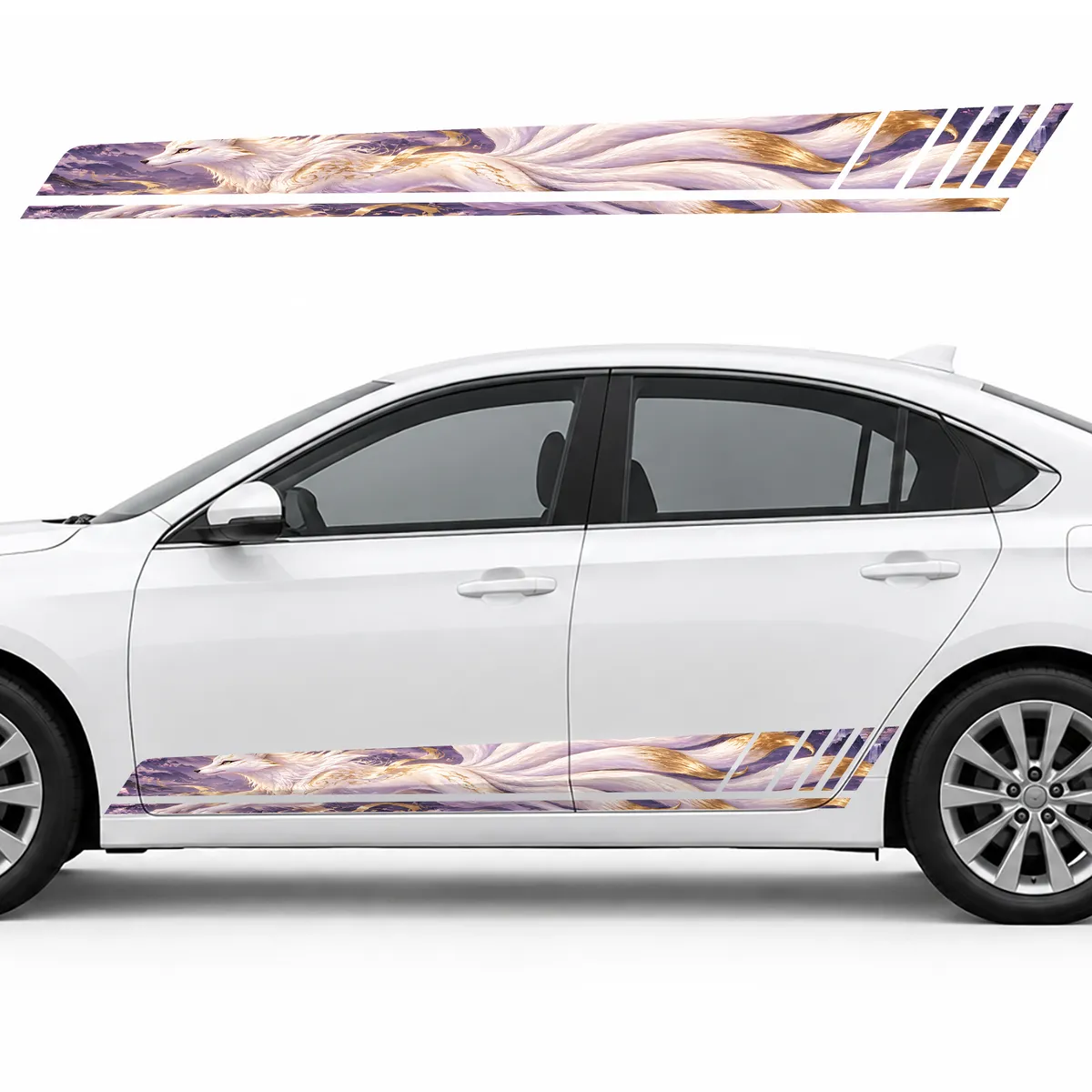 Fox with Nine Golden Tails GT racing side door stripes decals stickers for Cars