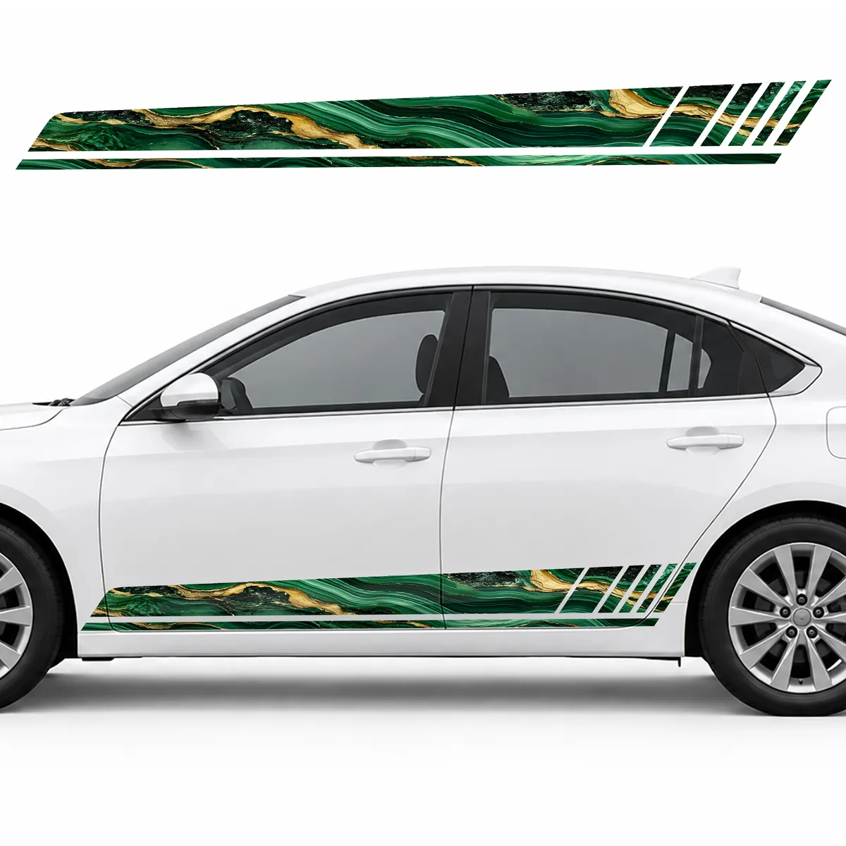 Malachite Ribbon with Golden Cracks GT racing side door stripes decals stickers for Cars
