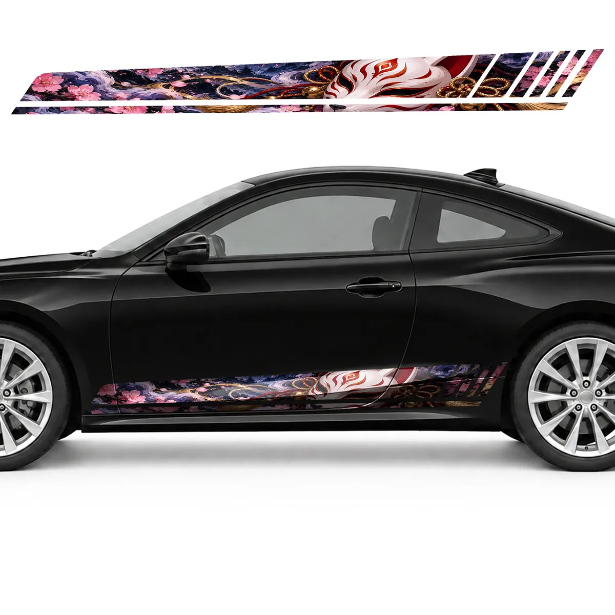 Kitsune Mask in Sakura and Indigo GT racing side door, view 3 of 4