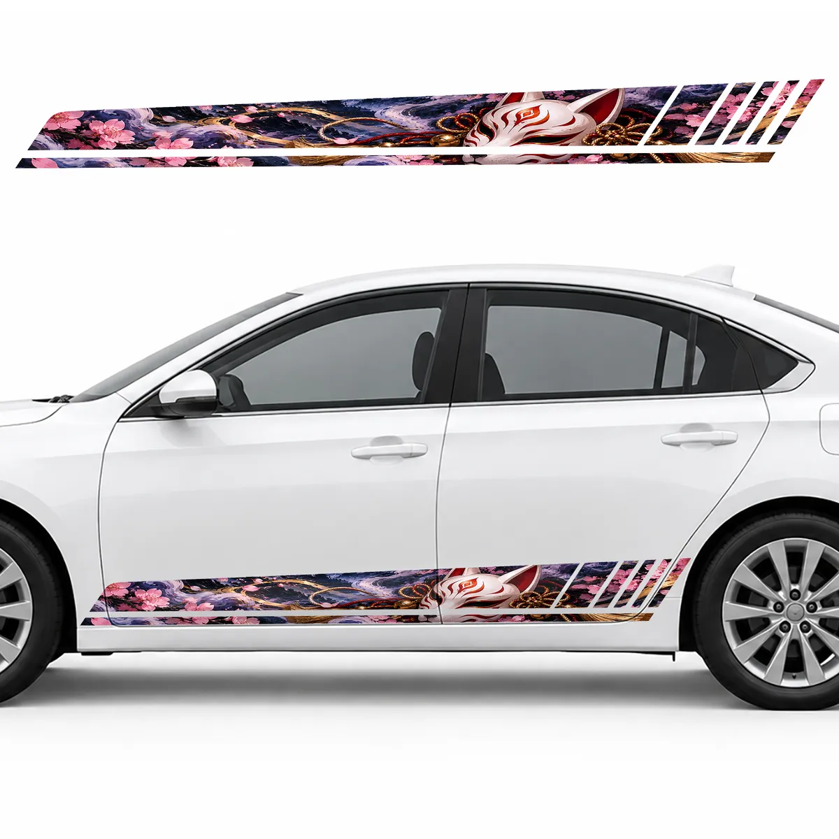 Kitsune Mask in Cherry Blossom Mist GT racing side door stripes decals stickers for Cars