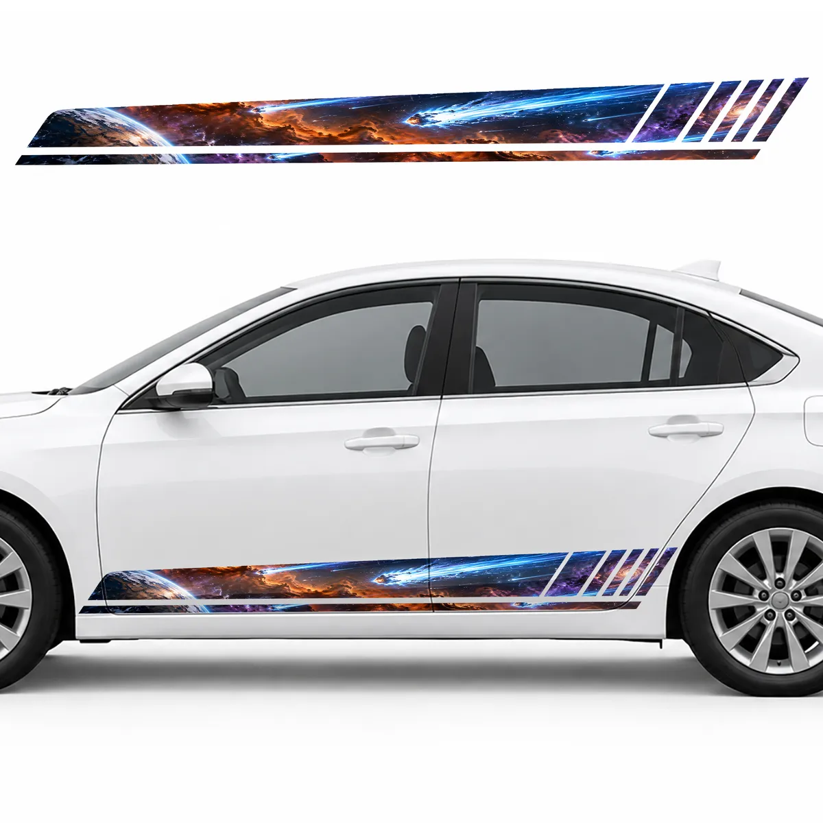 Meteor Shower through Orange Nebulae GT racing side door stripes decals stickers for Cars