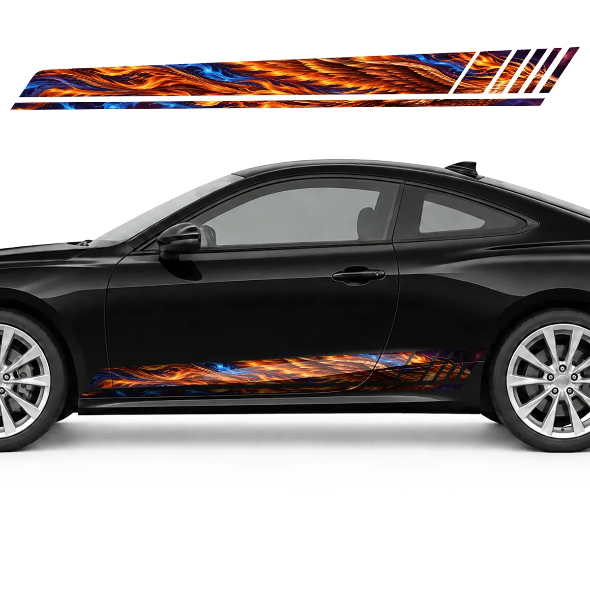 Copper Feathers in Cobalt Flames GT racing side door, view 3 of 4