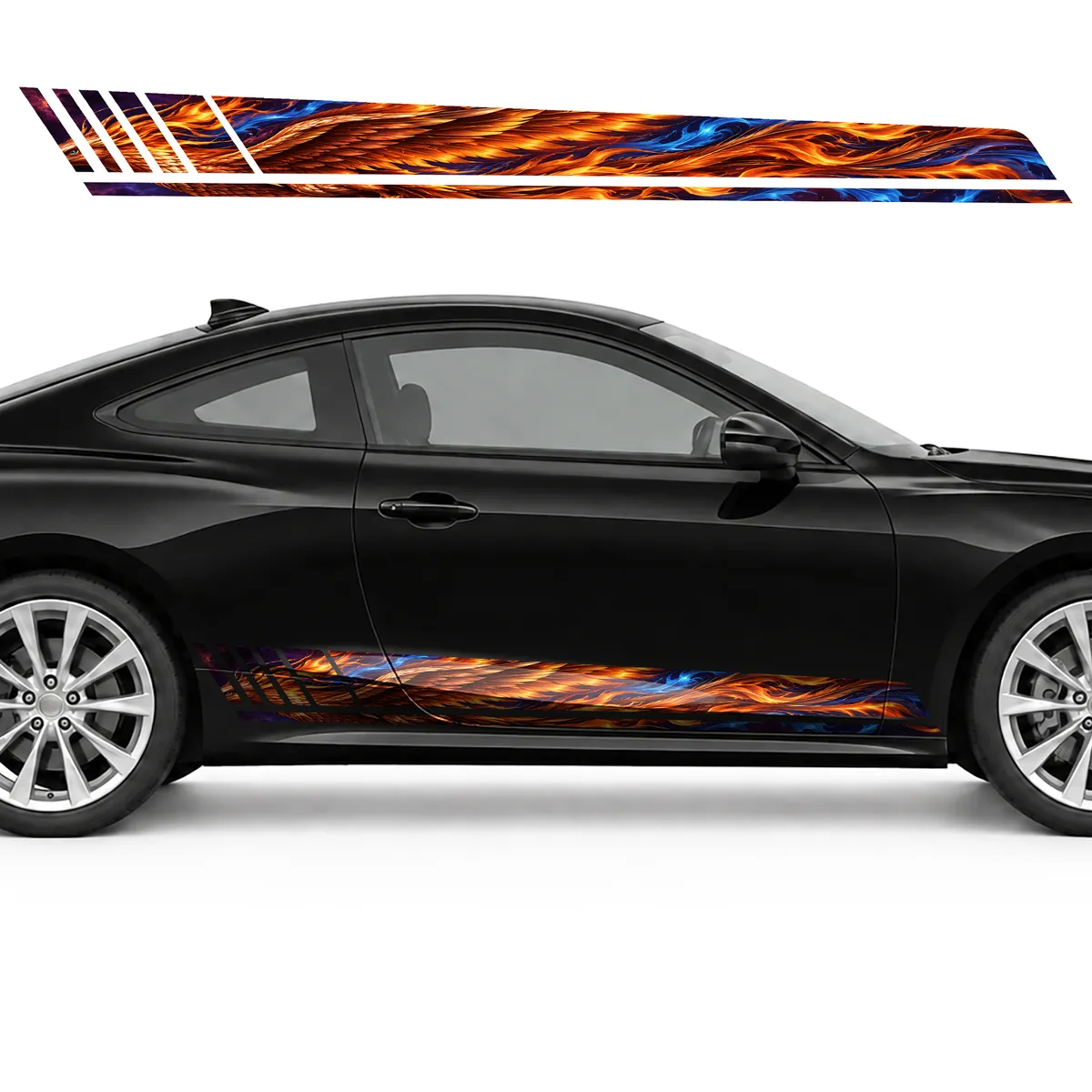 Copper Feathers in Cobalt Flames GT racing side door, view 4 of 4