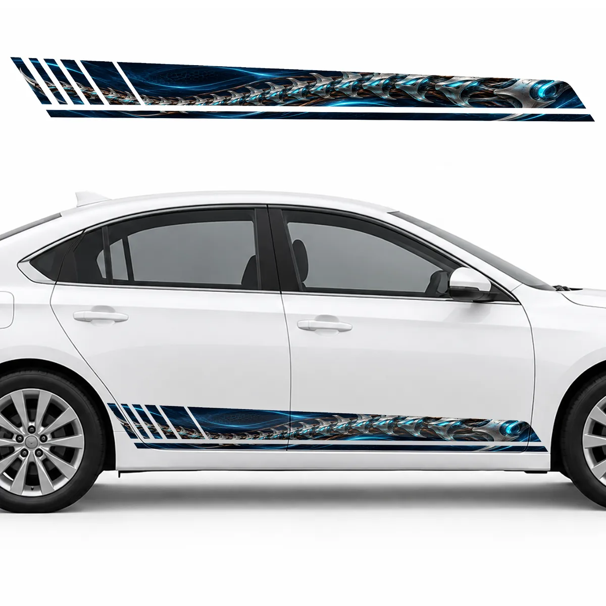 Neon Biomechanical Spine GT racing side door stripes decals, view 2 of 4