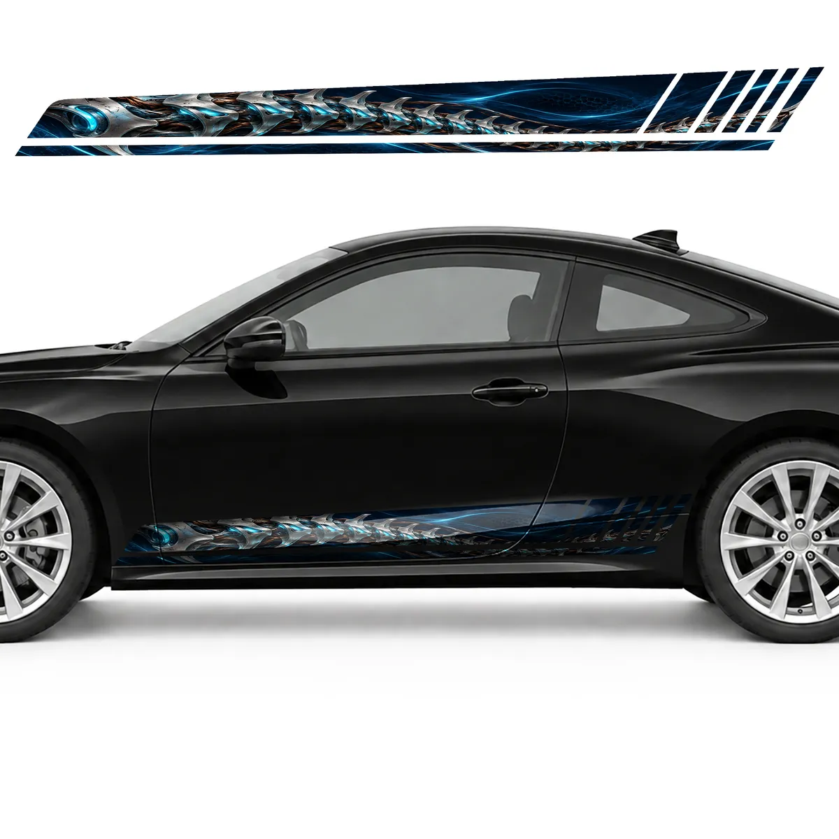Neon Biomechanical Spine GT racing side door stripes decals, view 3 of 4