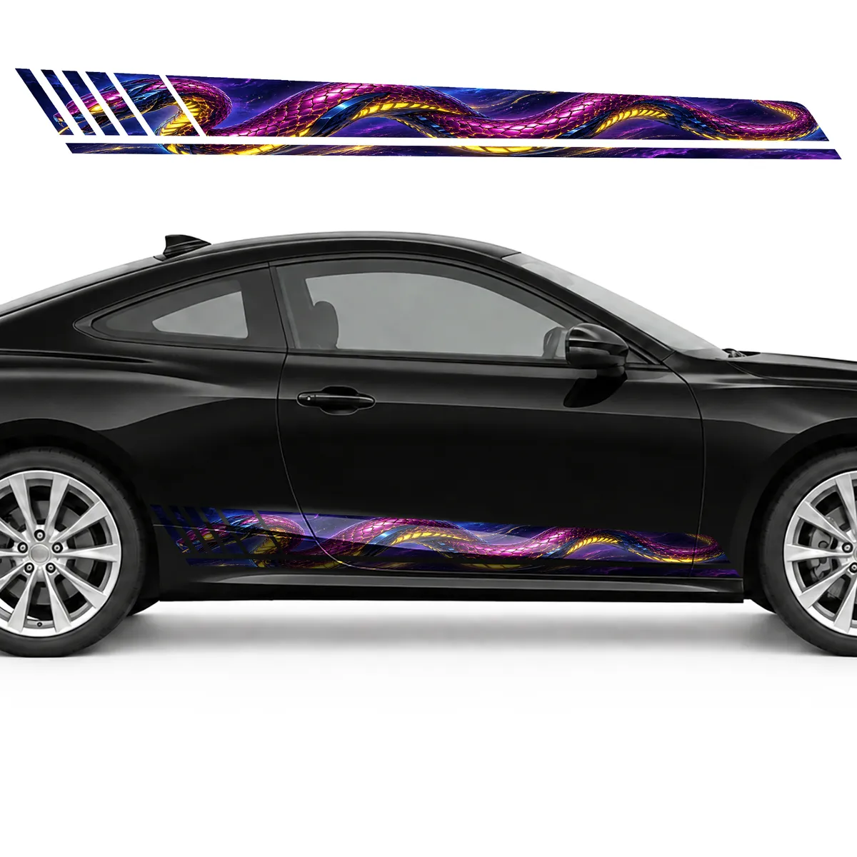 Neon Cyber Serpent on Indigo GT racing side door stripes, view 4 of 4