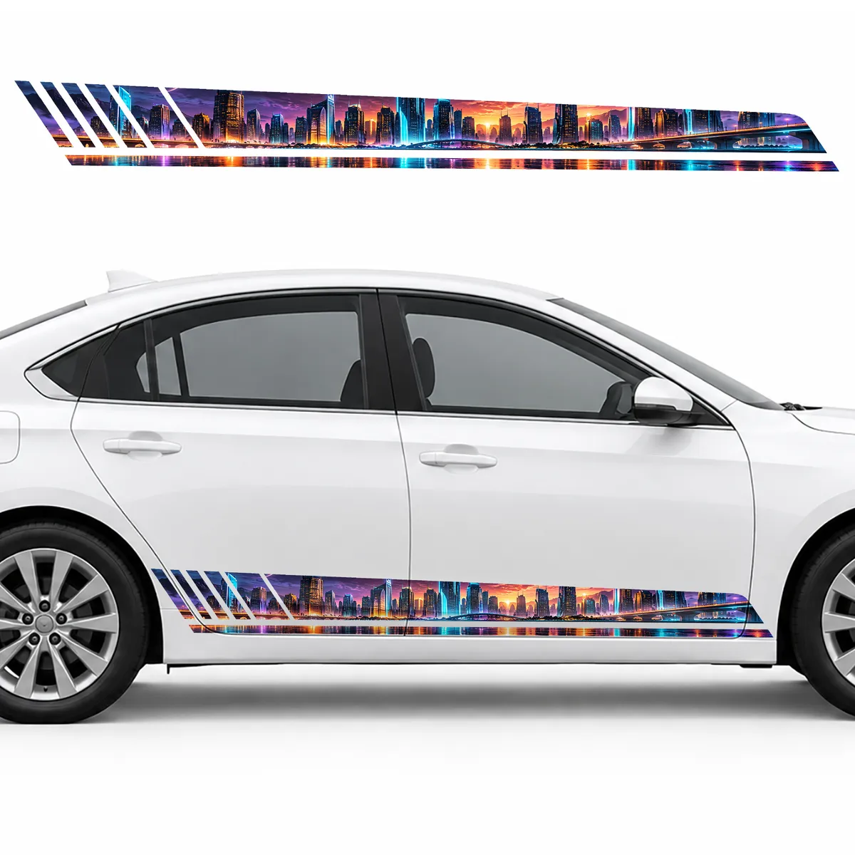 Neon Skyline of a Futuristic City GT racing side door, view 2 of 4