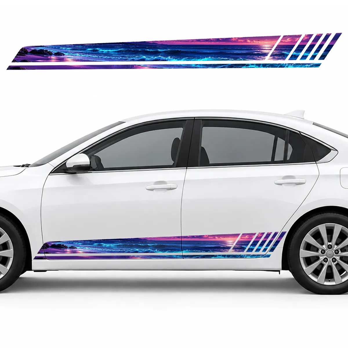 Neon Surf on a Violet Shore GT racing side door stripes decals stickers for Cars