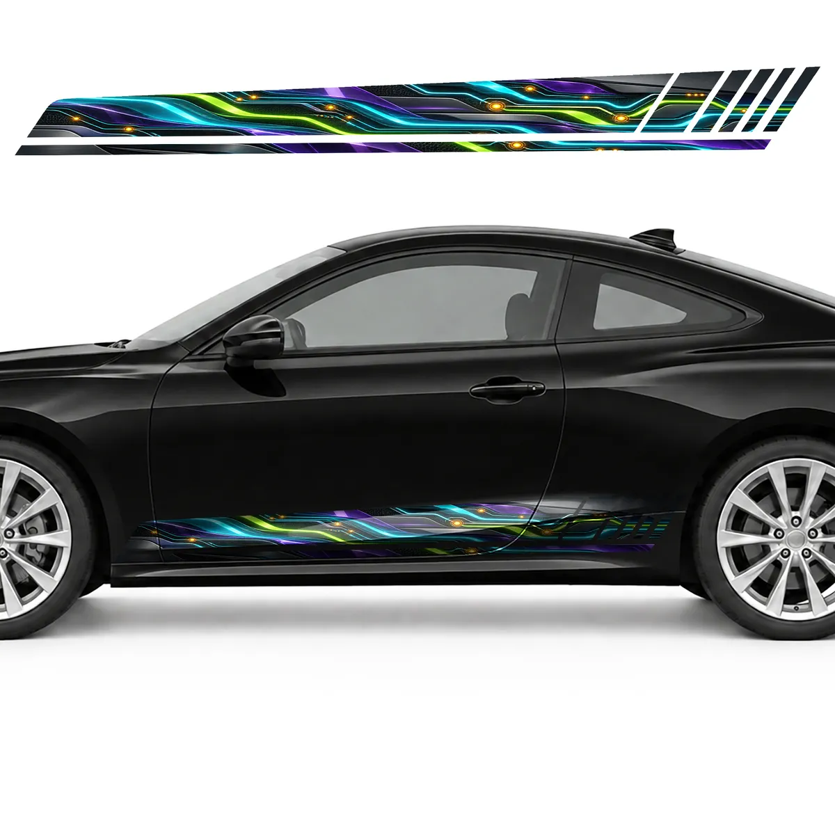 Neon Circuits with Amber Nodes GT racing side door stripes, view 3 of 4