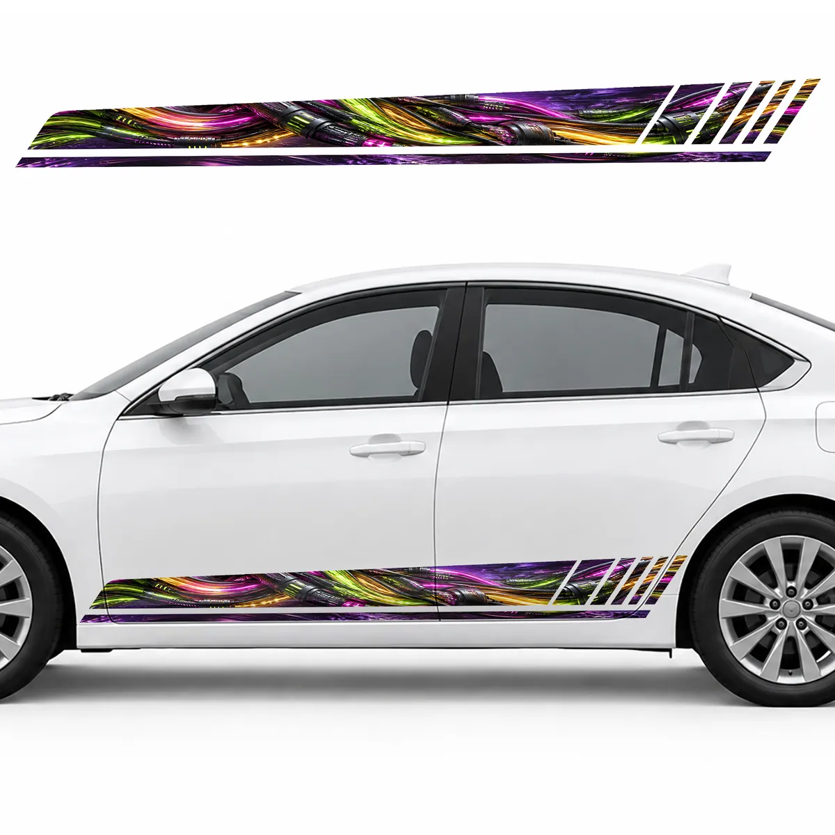 Neon Neural Cables in a Graphite Weave GT racing side door stripes decals stickers for Cars