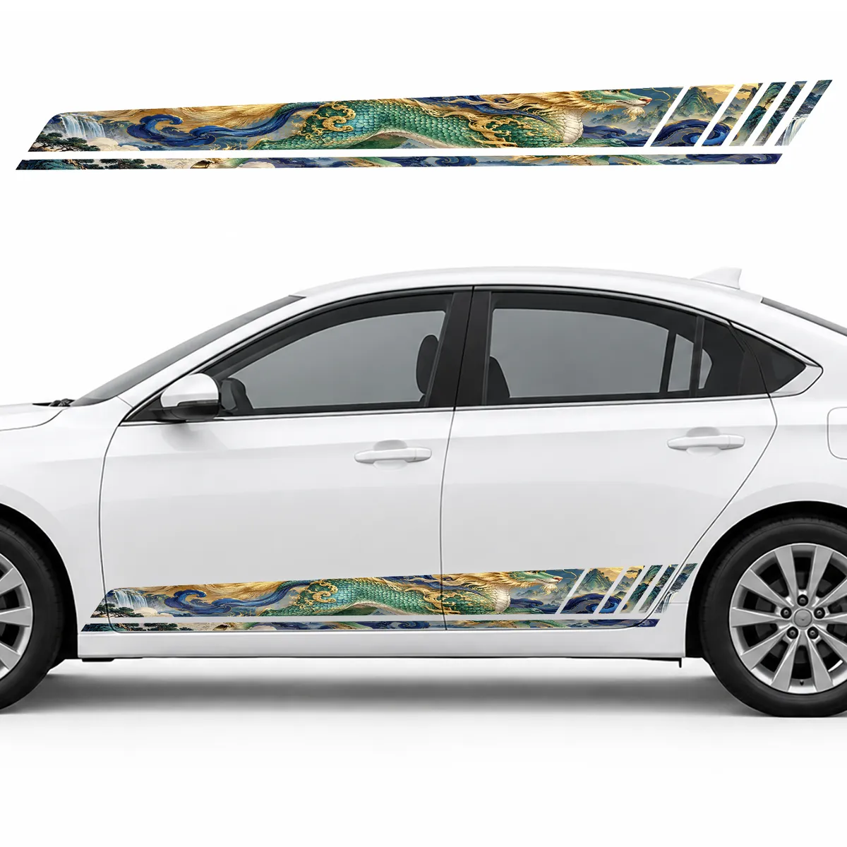 Jade Qilin among Indigo Clouds GT racing side door stripes decals stickers for Cars