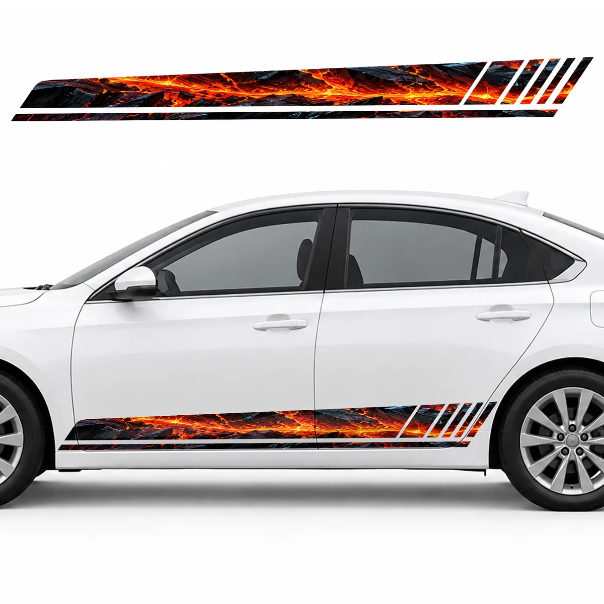 Obsidian over a River of Molten Lava GT racing side door stripes decals stickers for Cars