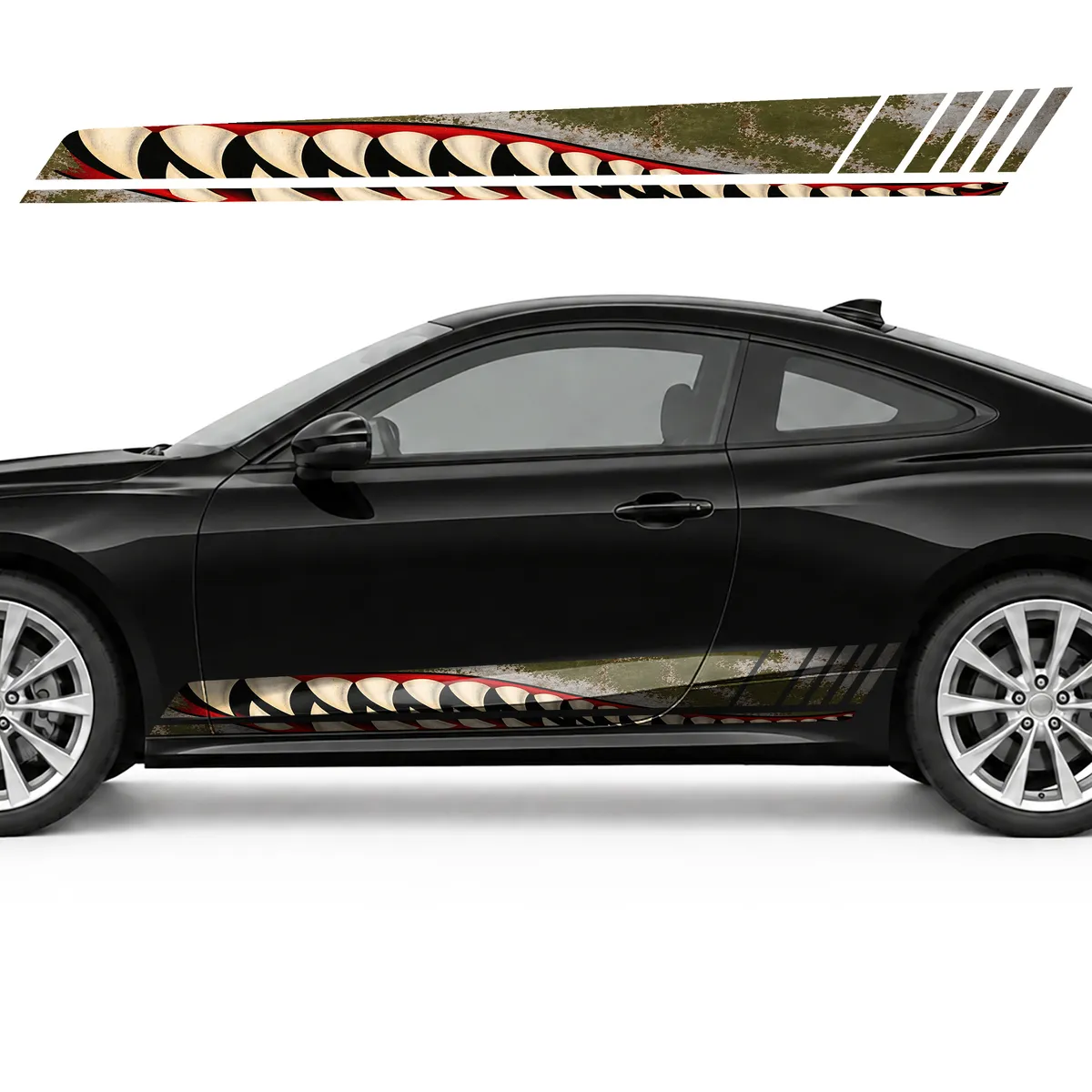 Olive and Silver Shark with a Wide Grin GT racing side door, view 3 of 4
