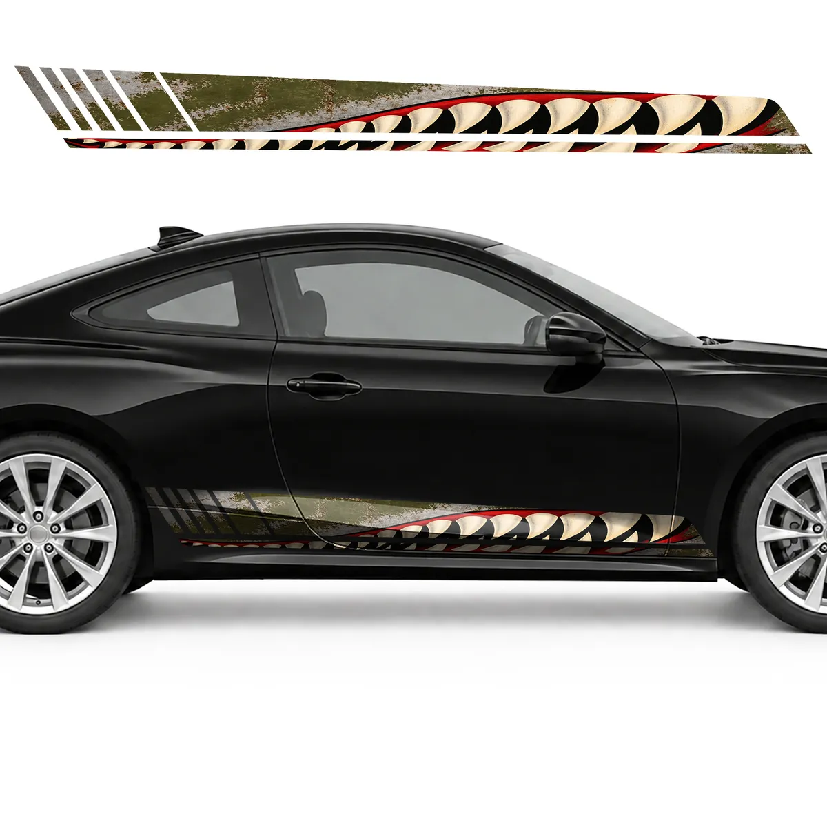 Olive and Silver Shark with a Wide Grin GT racing side door, view 4 of 4