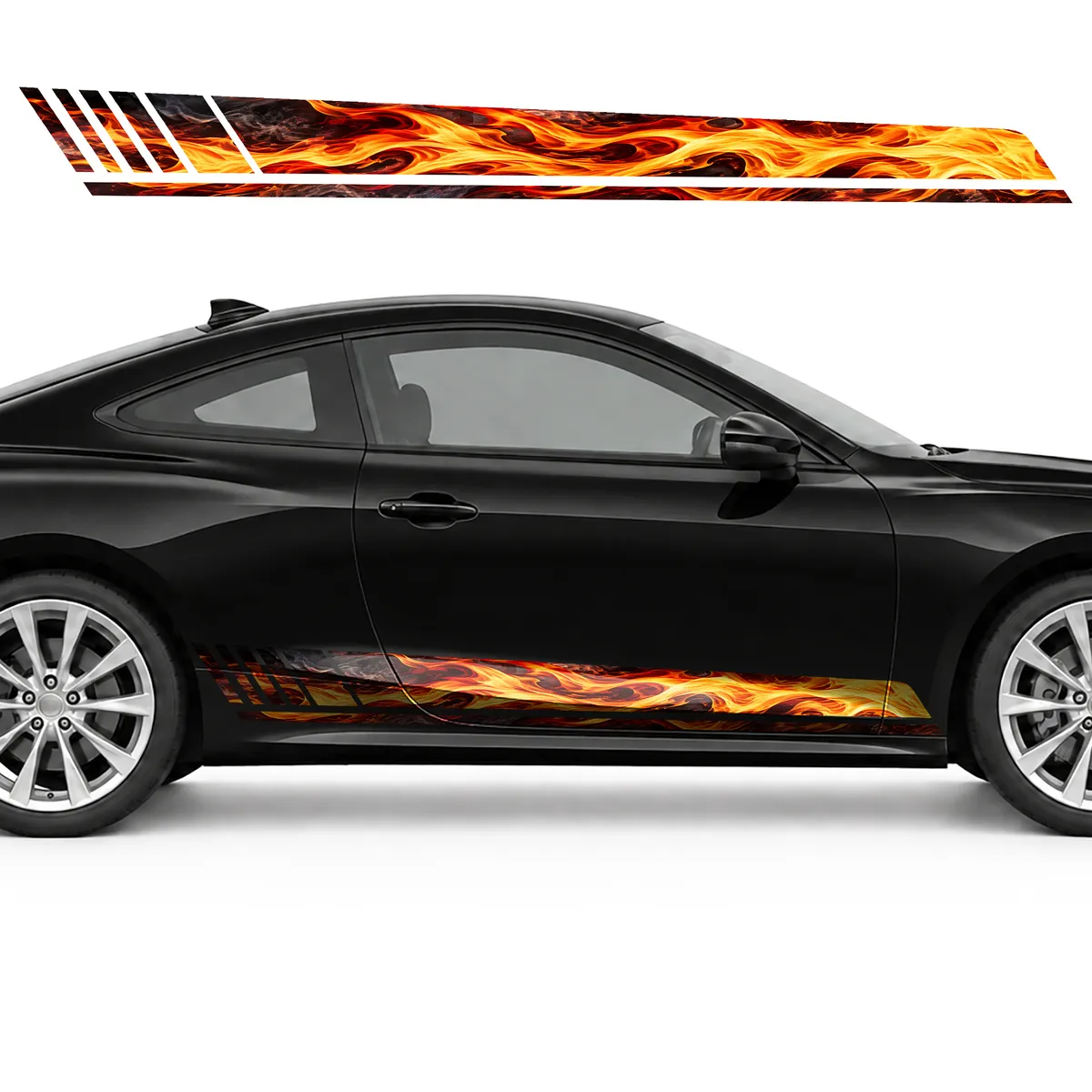 Blazing Flow on Charcoal GT racing side door stripes decals, view 4 of 4