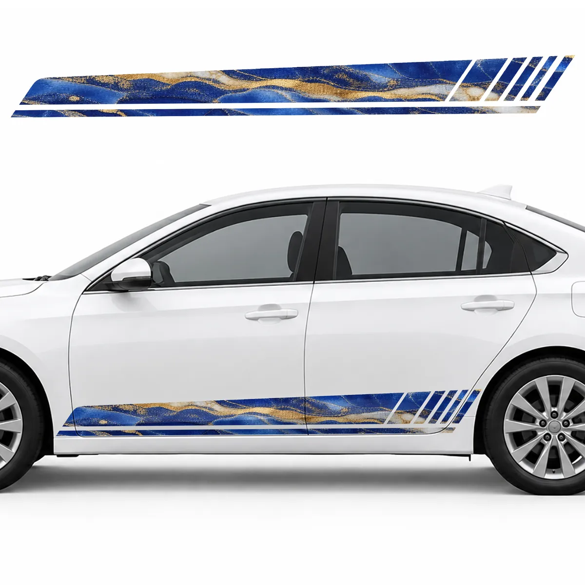 Lapis Lazuli Panorama with Gold Veins GT racing side door stripes decals stickers for Cars