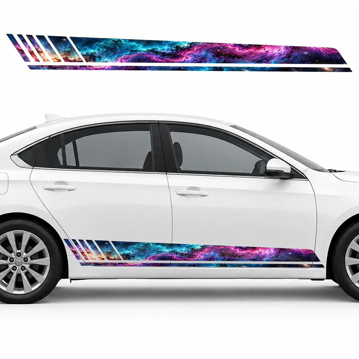 Magenta and Turquoise Nebula Panorama GT racing side door, view 2 of 4