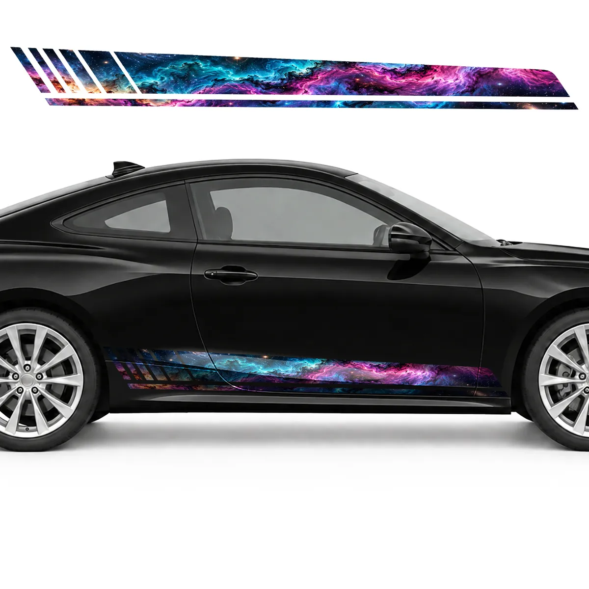 Magenta and Turquoise Nebula Panorama GT racing side door, view 4 of 4