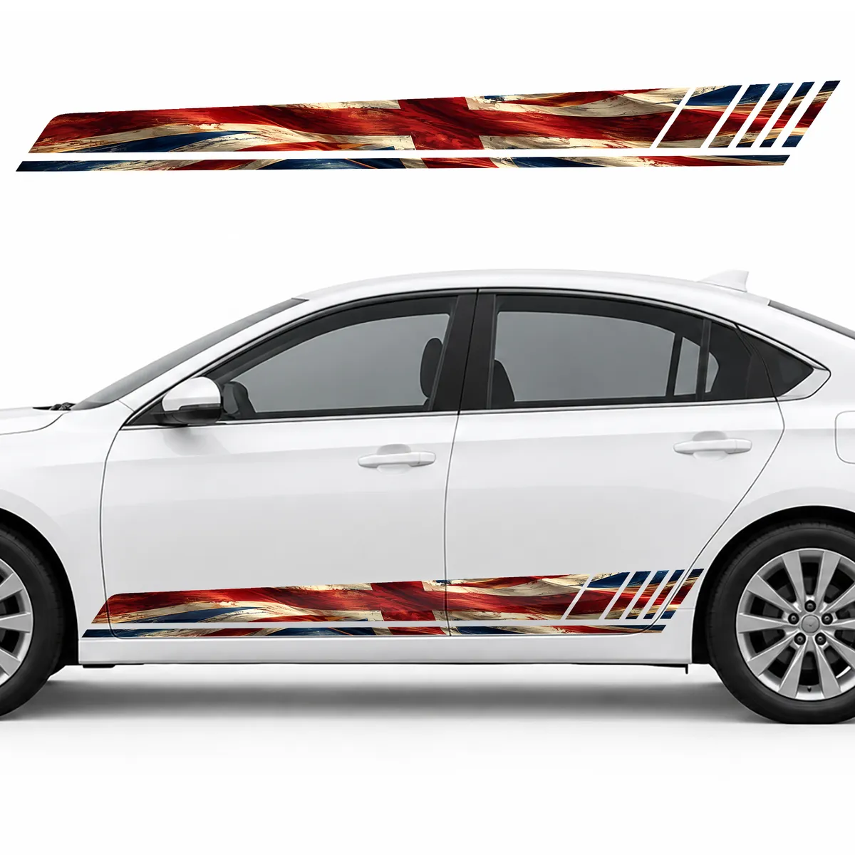 British Flag Panorama in Brushstrokes GT racing side door stripes decals stickers for Cars