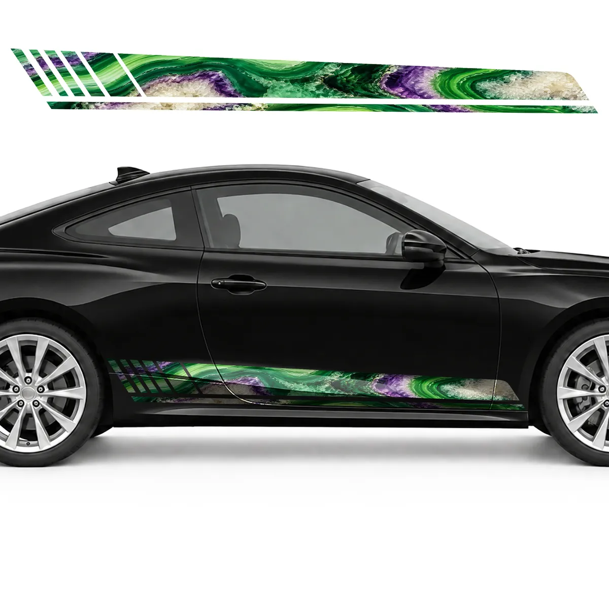 Emerald Agate Slices Panorama GT racing side door stripes, view 4 of 4