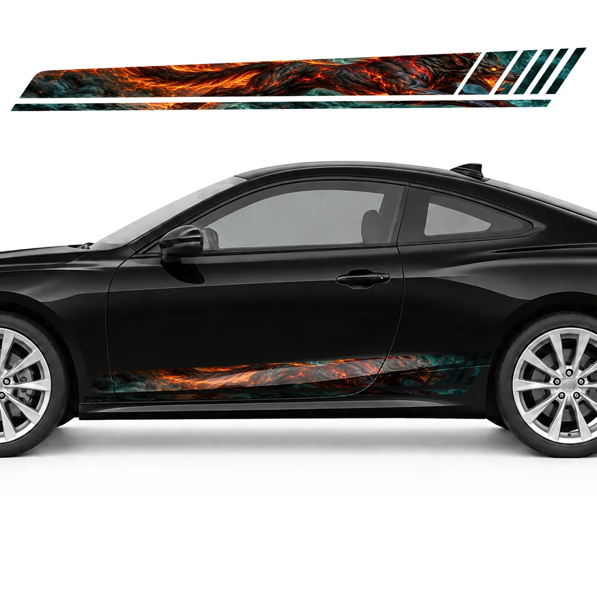 Hellhound in Crimson Flames GT racing side door stripes, view 3 of 4
