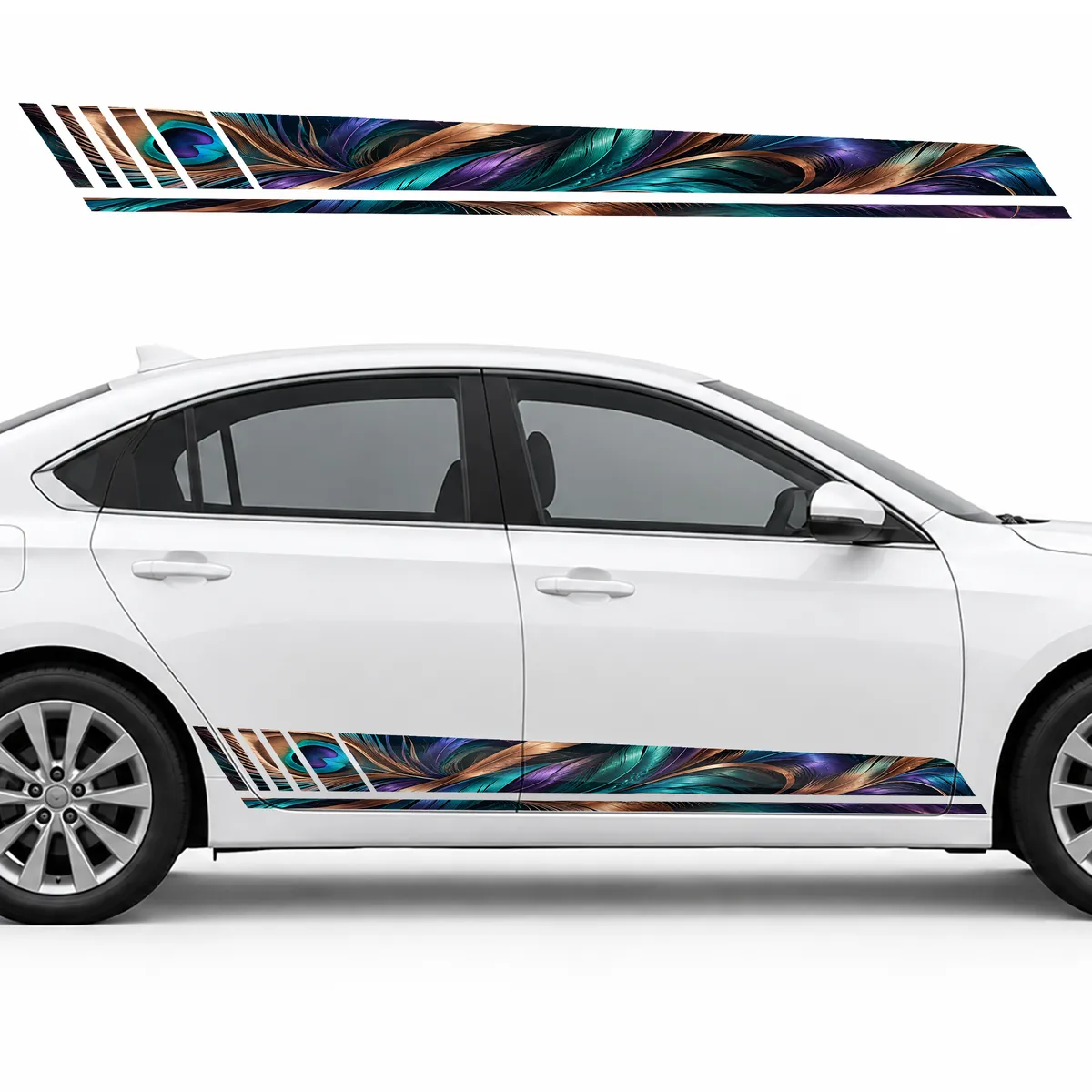 Iridescent Peacock Ribbons GT racing side door stripes, view 2 of 4