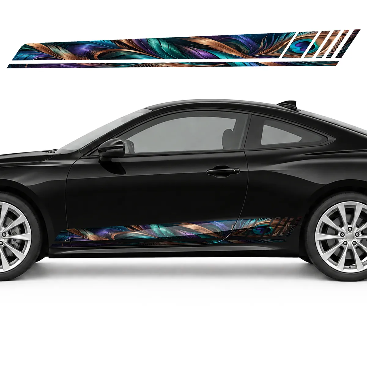 Iridescent Peacock Ribbons GT racing side door stripes, view 3 of 4